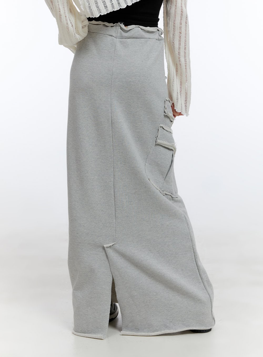 Distressed Sweat Maxi Skirt CG413