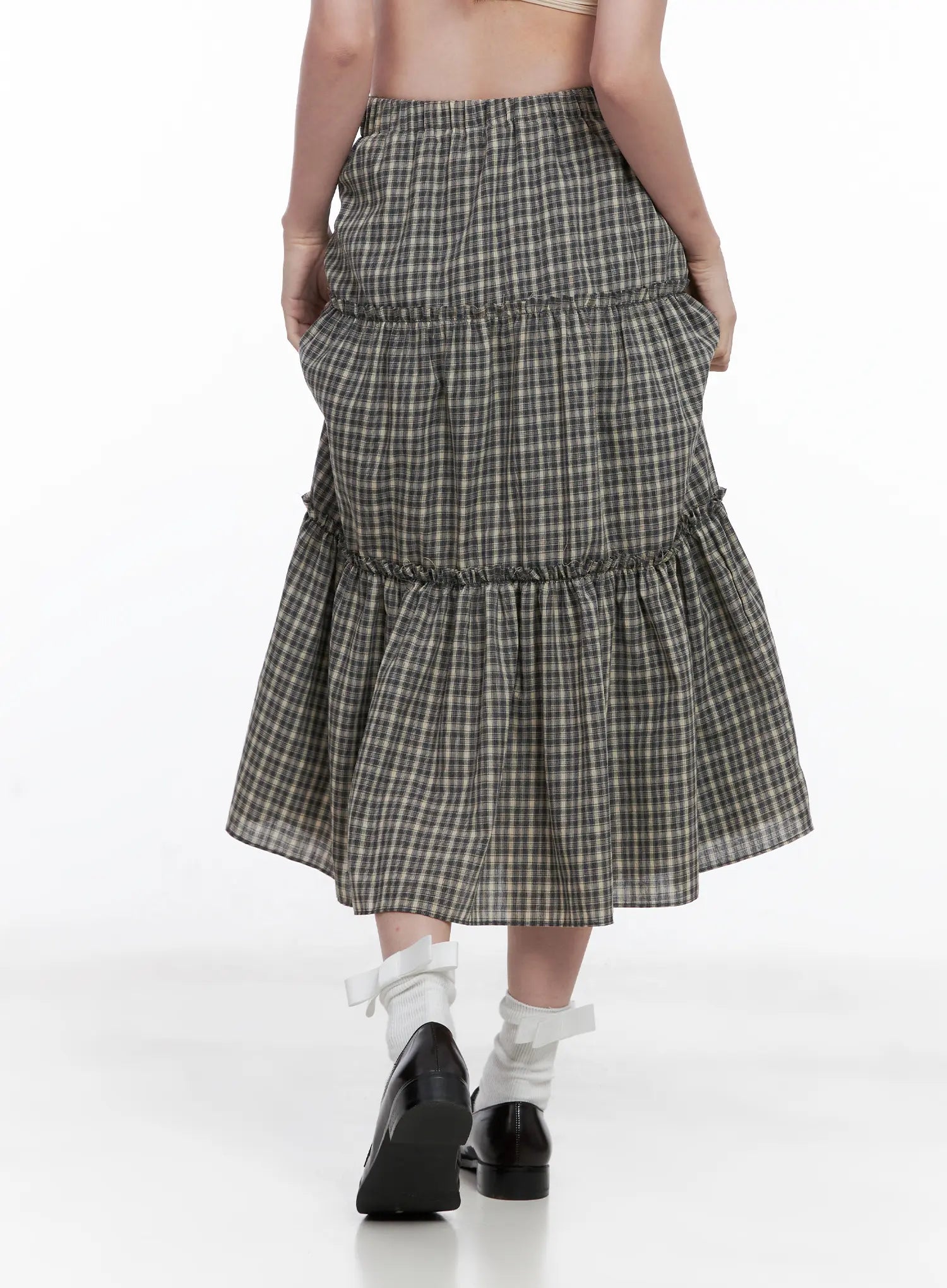 Ruffled Gingham Tiered Maxi Skirt CG520