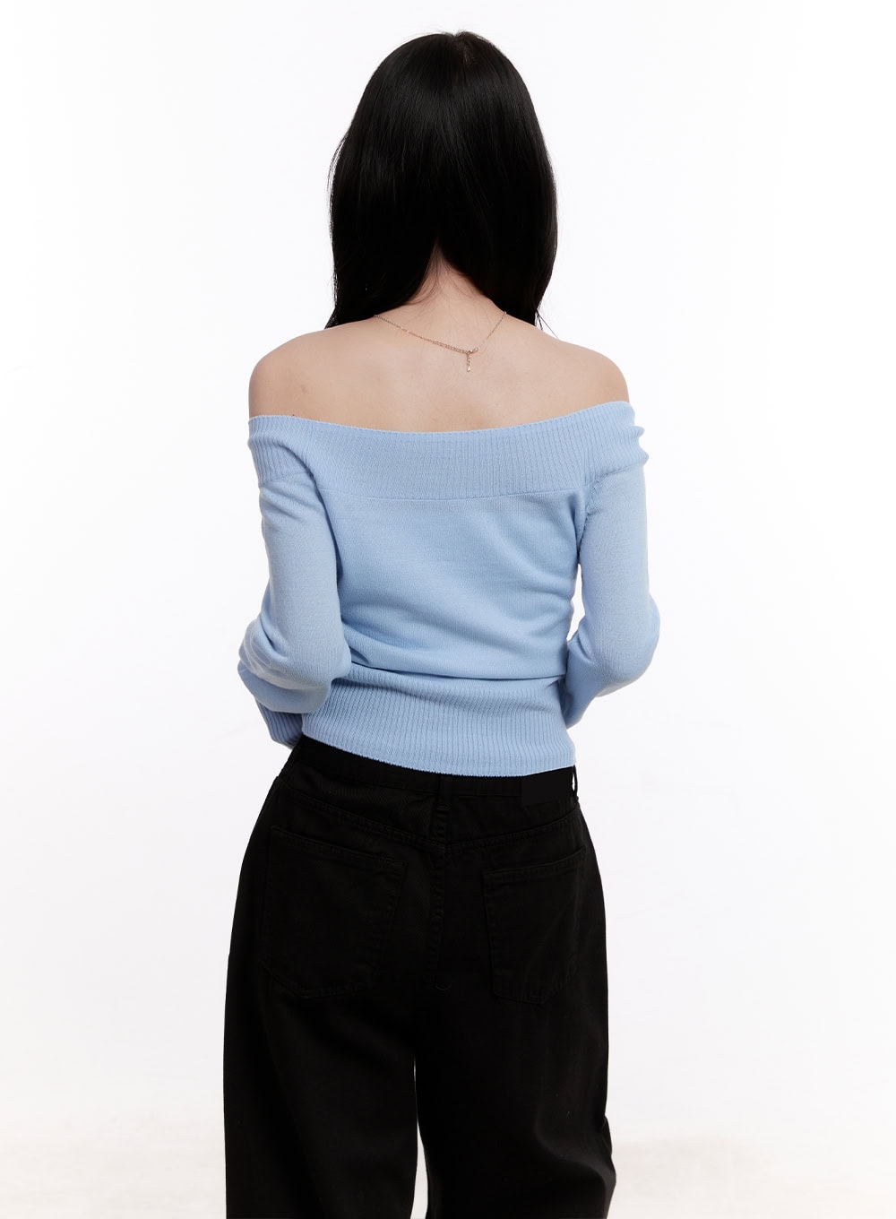 Elegant Off-Shoulder Crop Sweater CM527