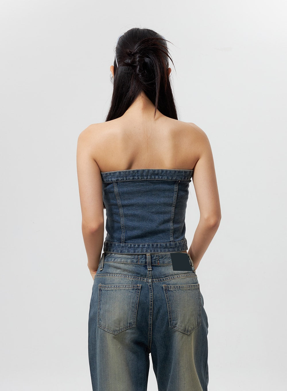 Denim Button Tube Top CY323