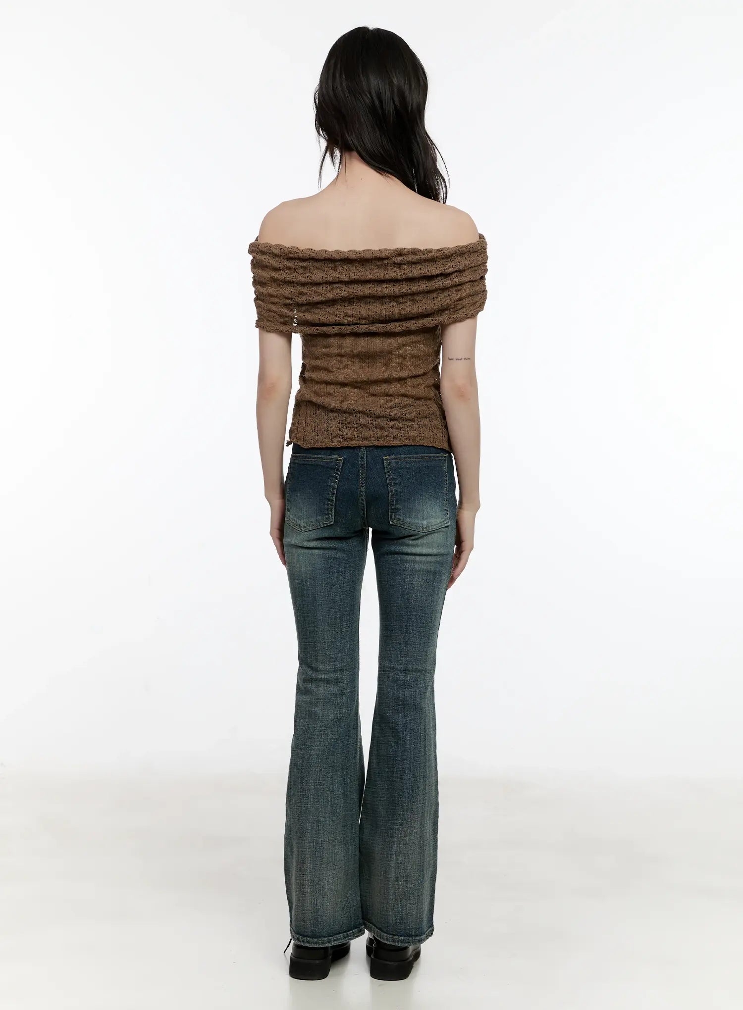 Shirred Off-Shoulder Knit Top CL504