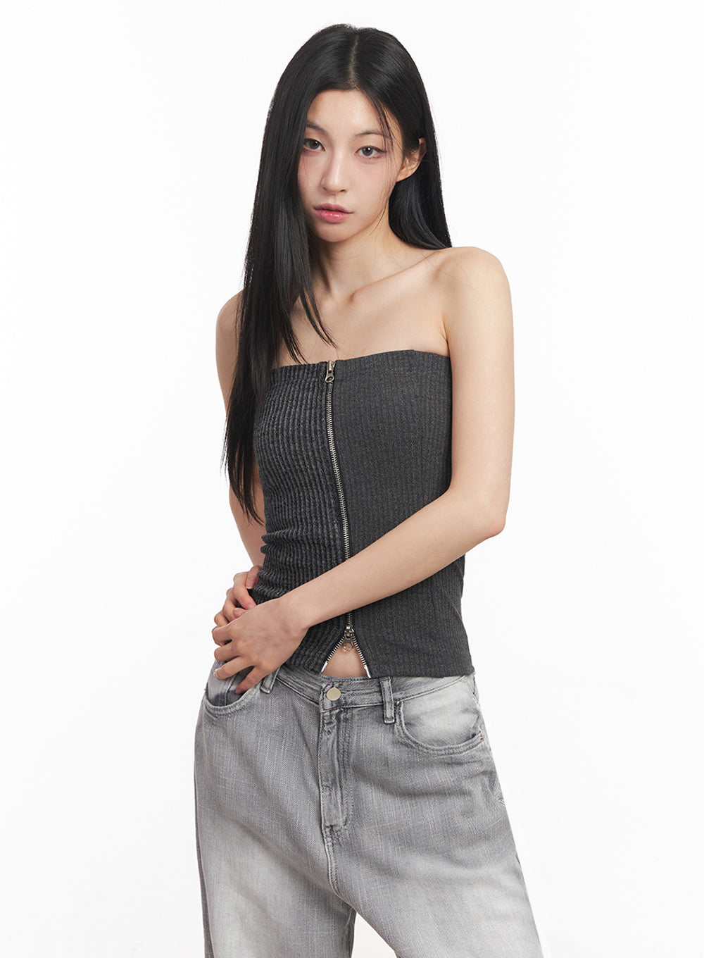 Zip-Up Tube Top IY516