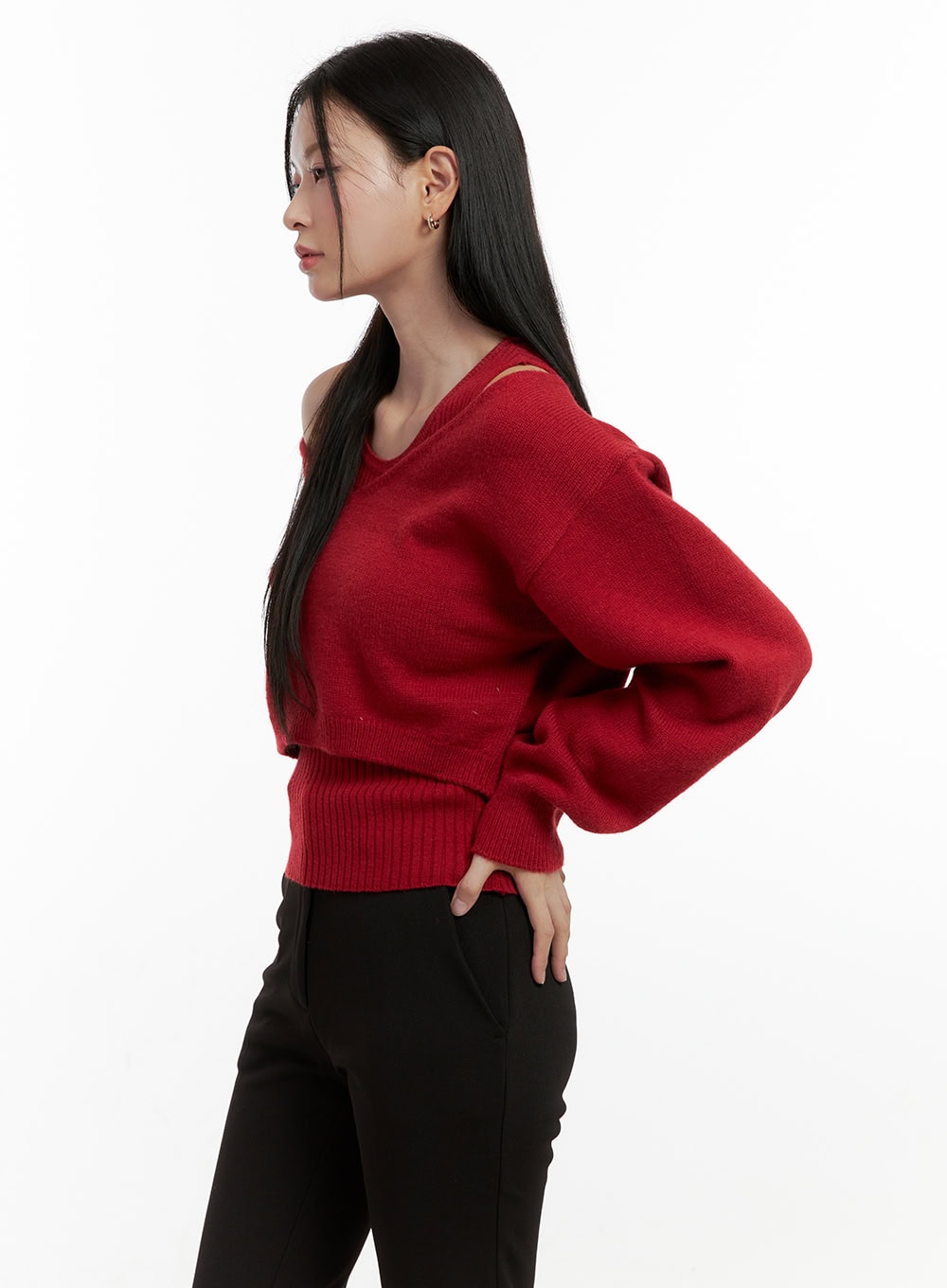 V-Neck Cropped Sweater ON408