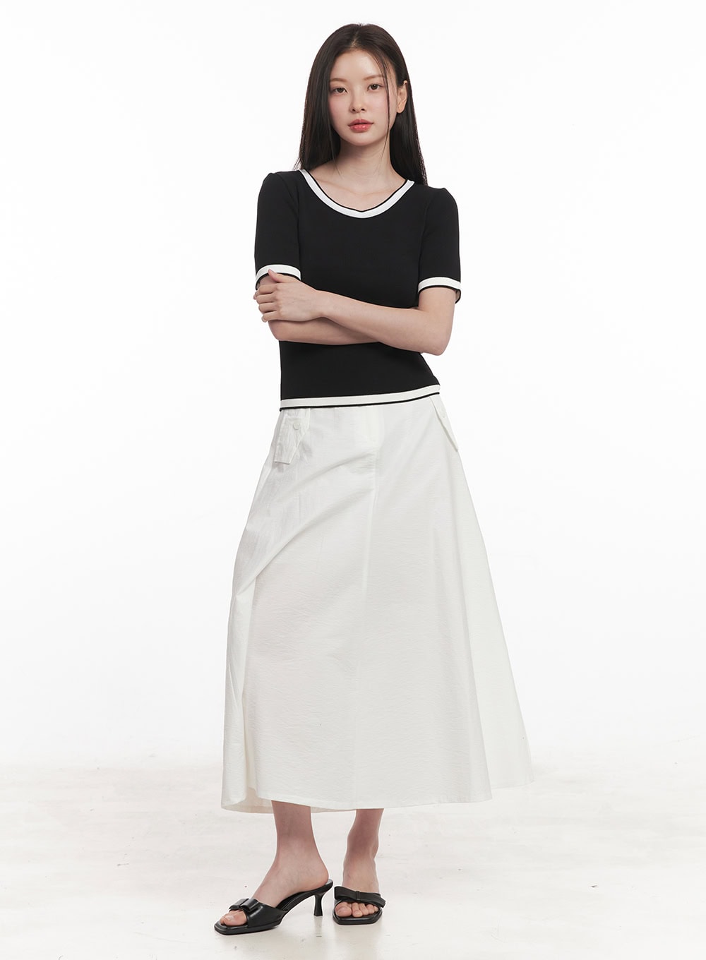 Flare Cotton Maxi Skirt IY513