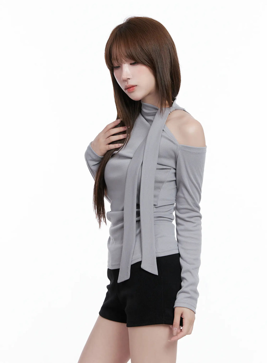 Cut-Out Shoulder Turtleneck Top CG529