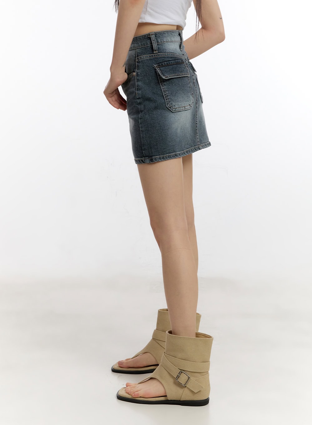 Vintage Washed Denim Mini Skirt CA509
