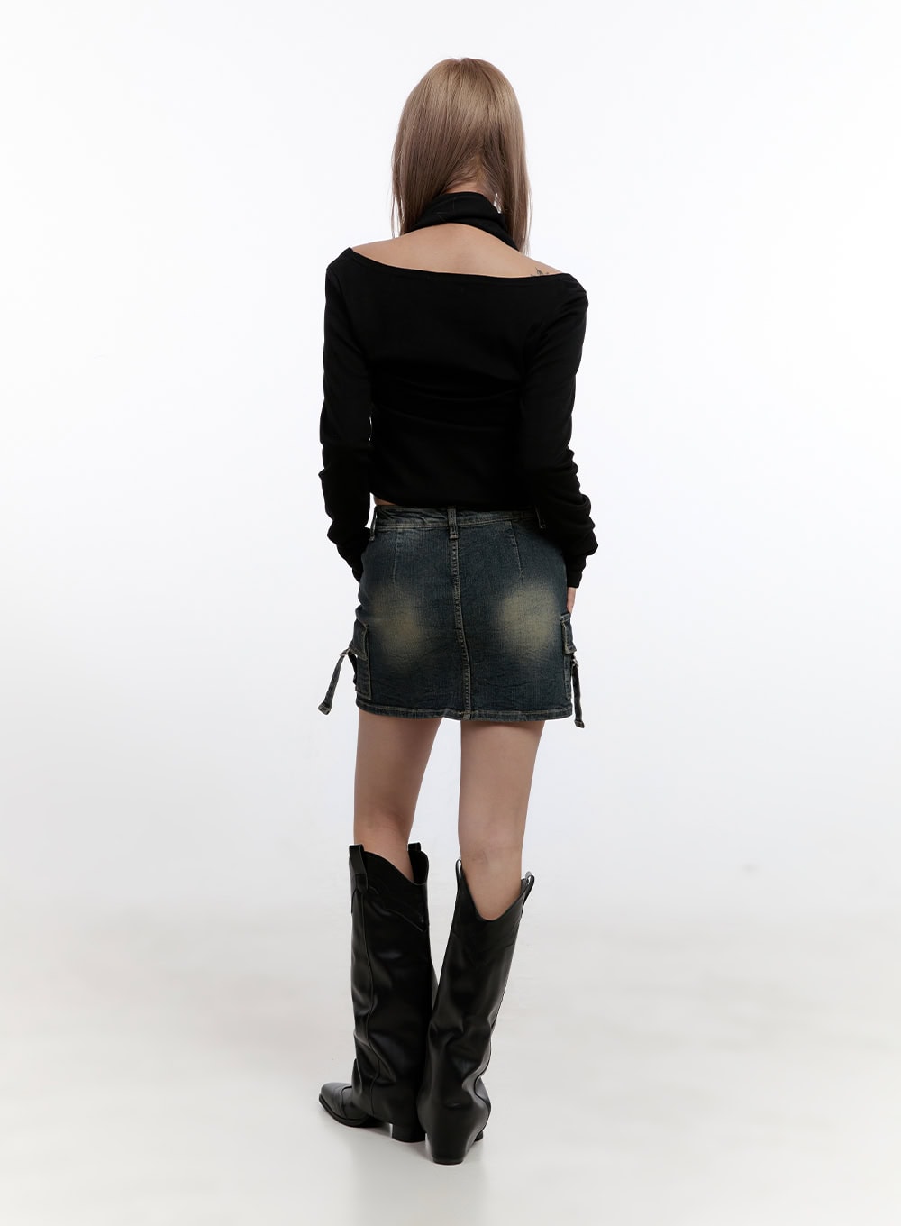 Washed Cotton Pocket Mini Skirt CN425