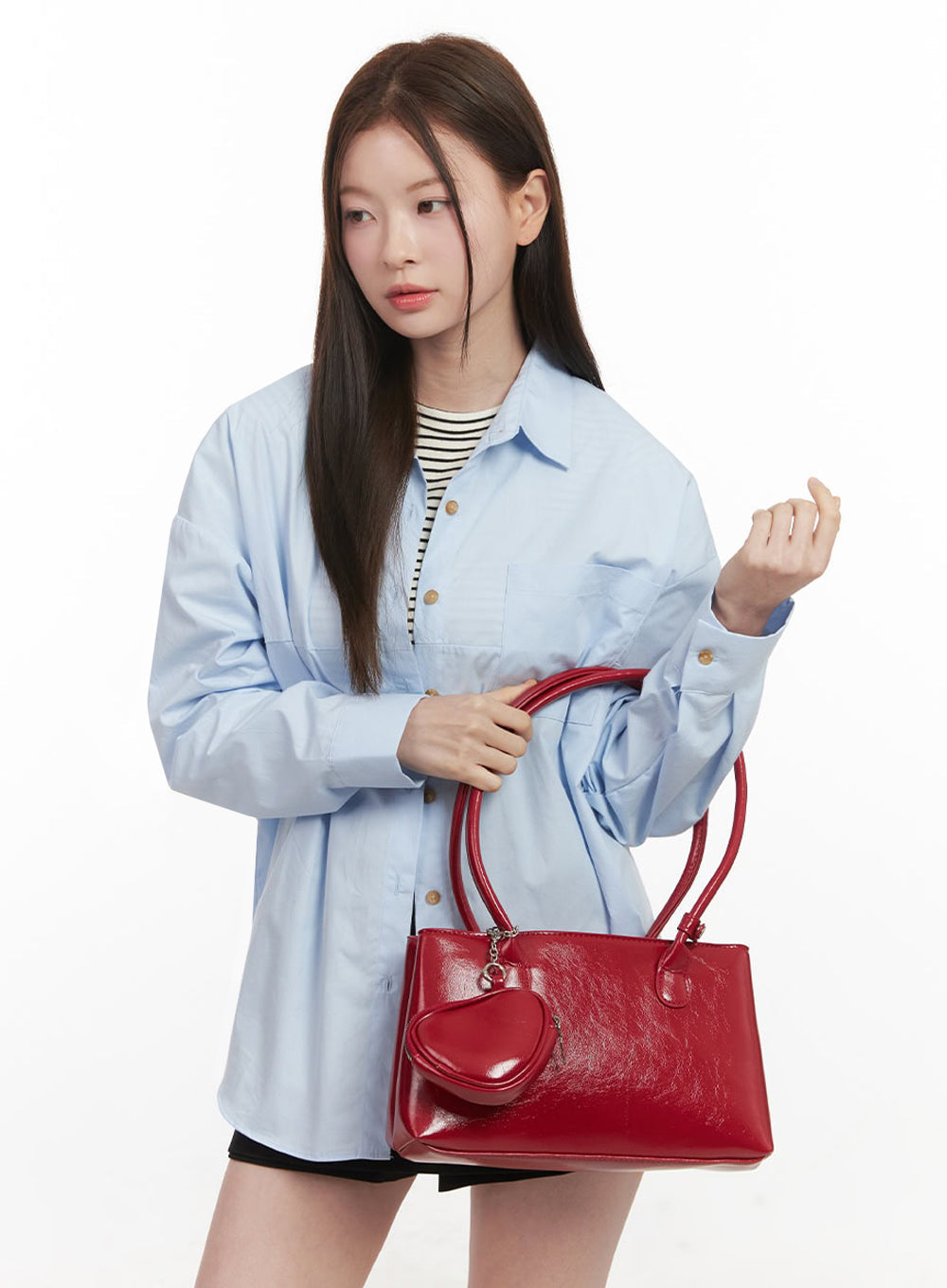 Collared Loose-Fit Button-Down Shirt IJ527