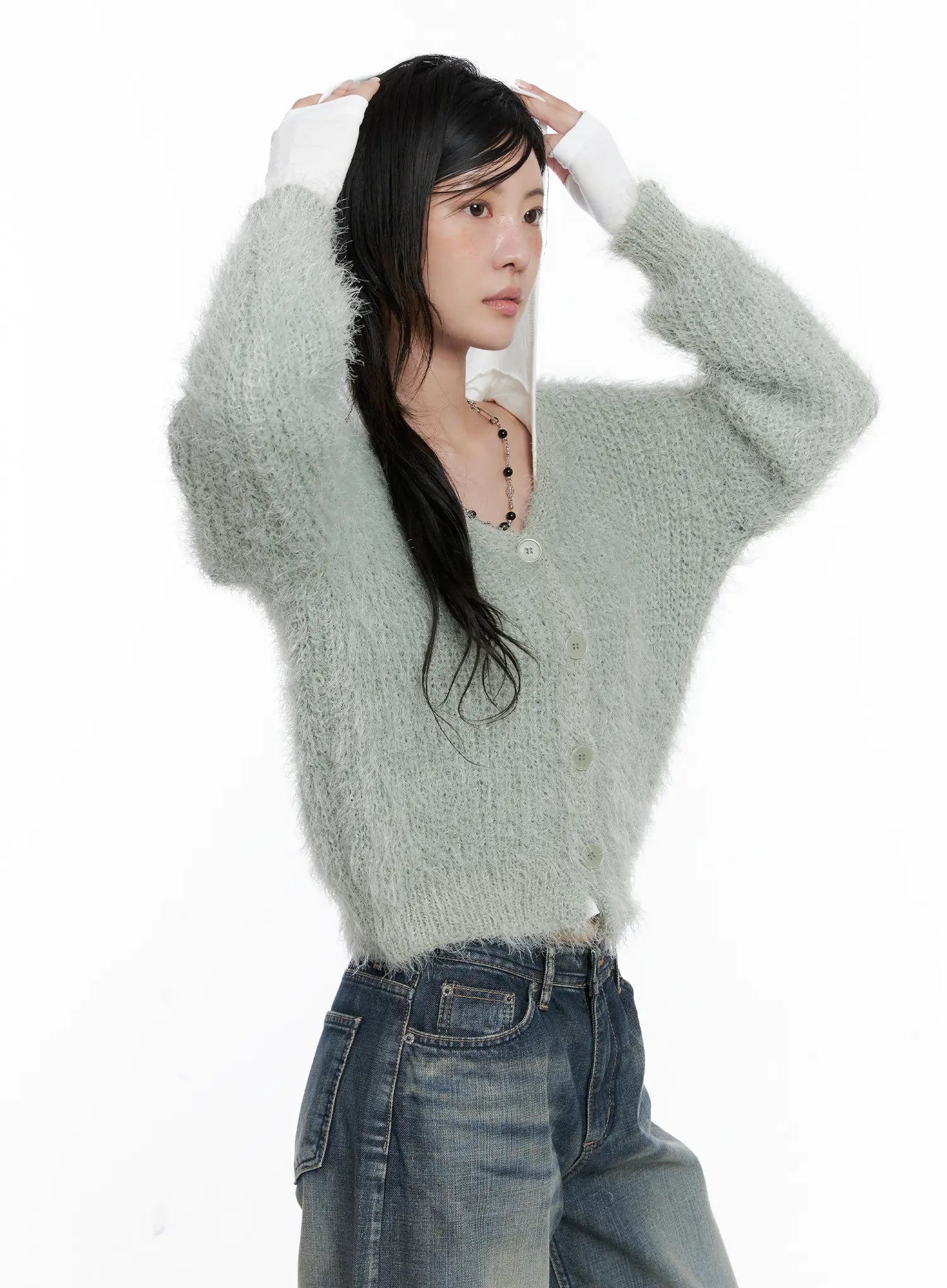 Fuzzy Knit Cardigan CS526