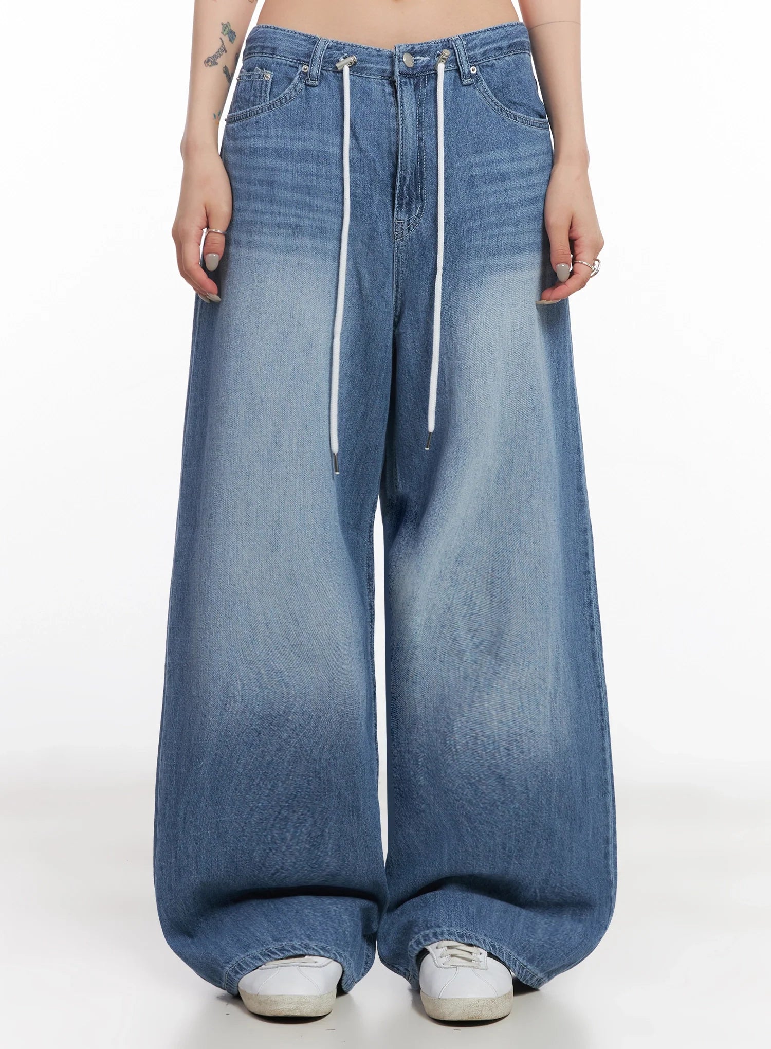 Tsuki Baggy Drawstring Denim Jeans IC503