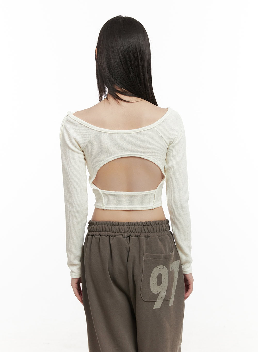 Back Cut-Out Off-Shoulder Crop Top CD430