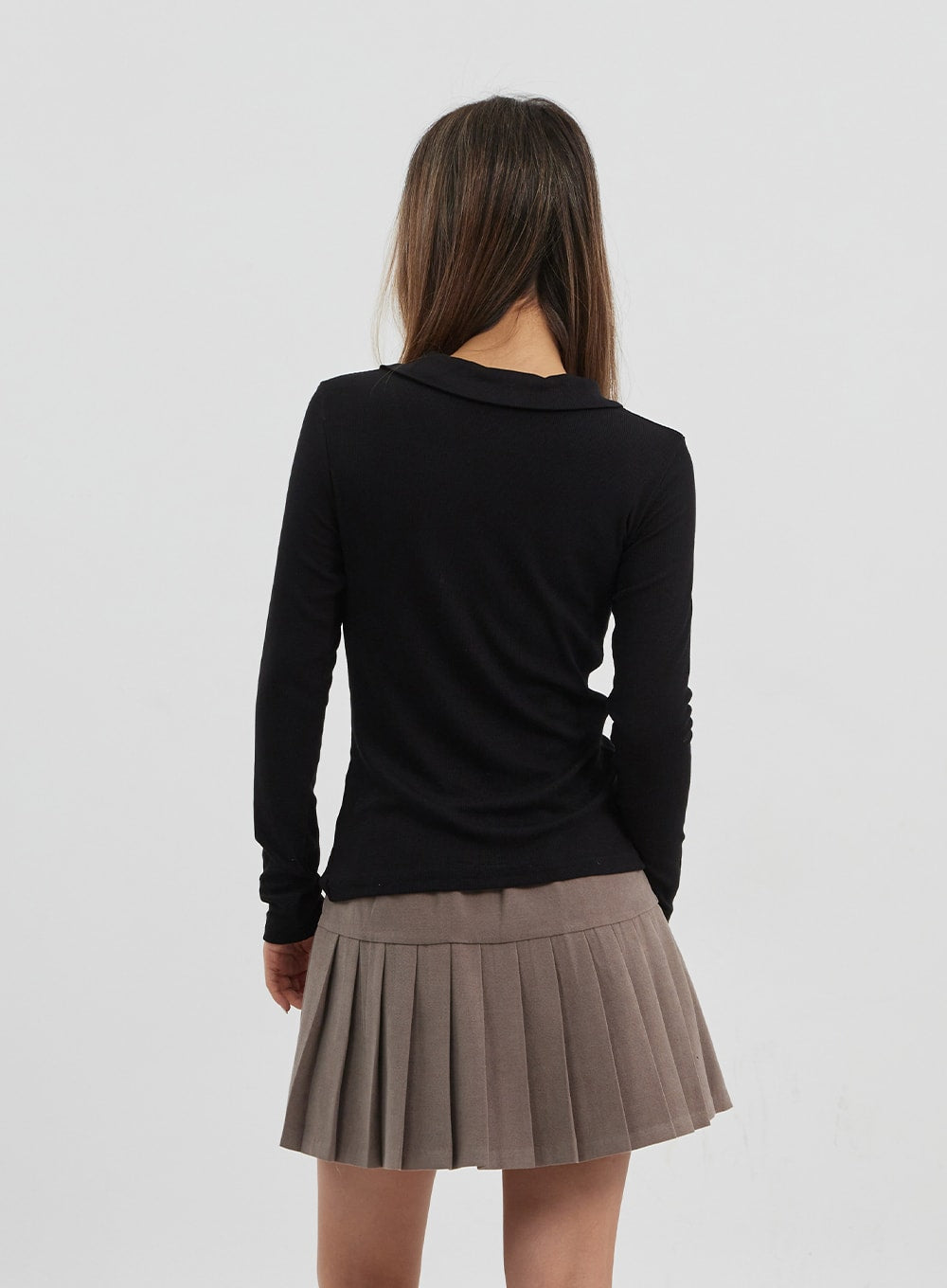 Ruffle Bust Button V-Neck Top CJ325