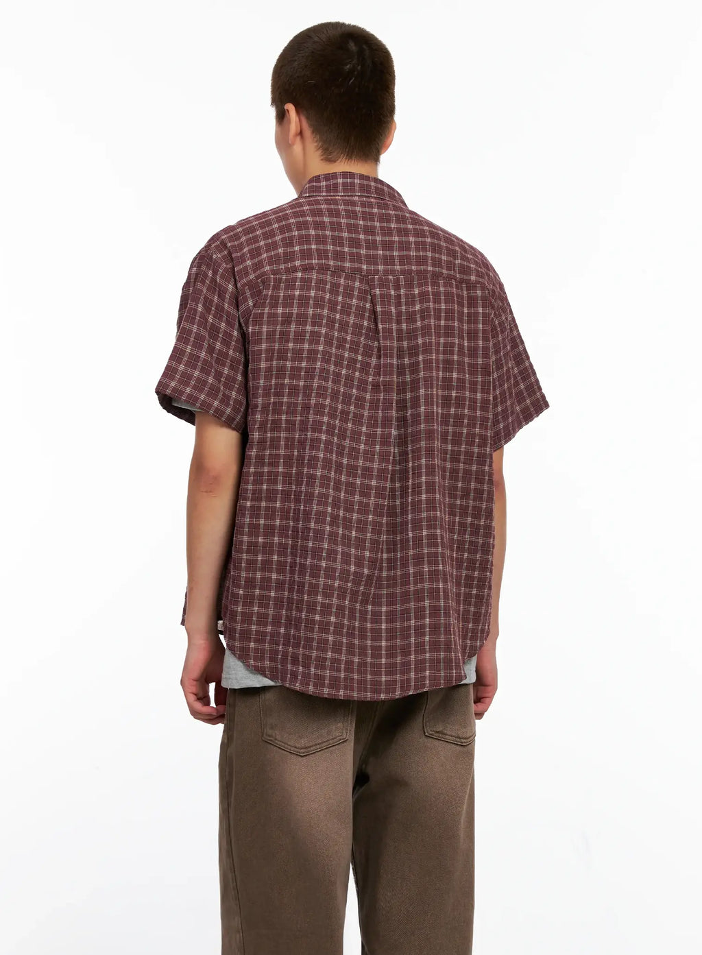 Men's Plaid Short-Sleeve Flannel Shirt IG511