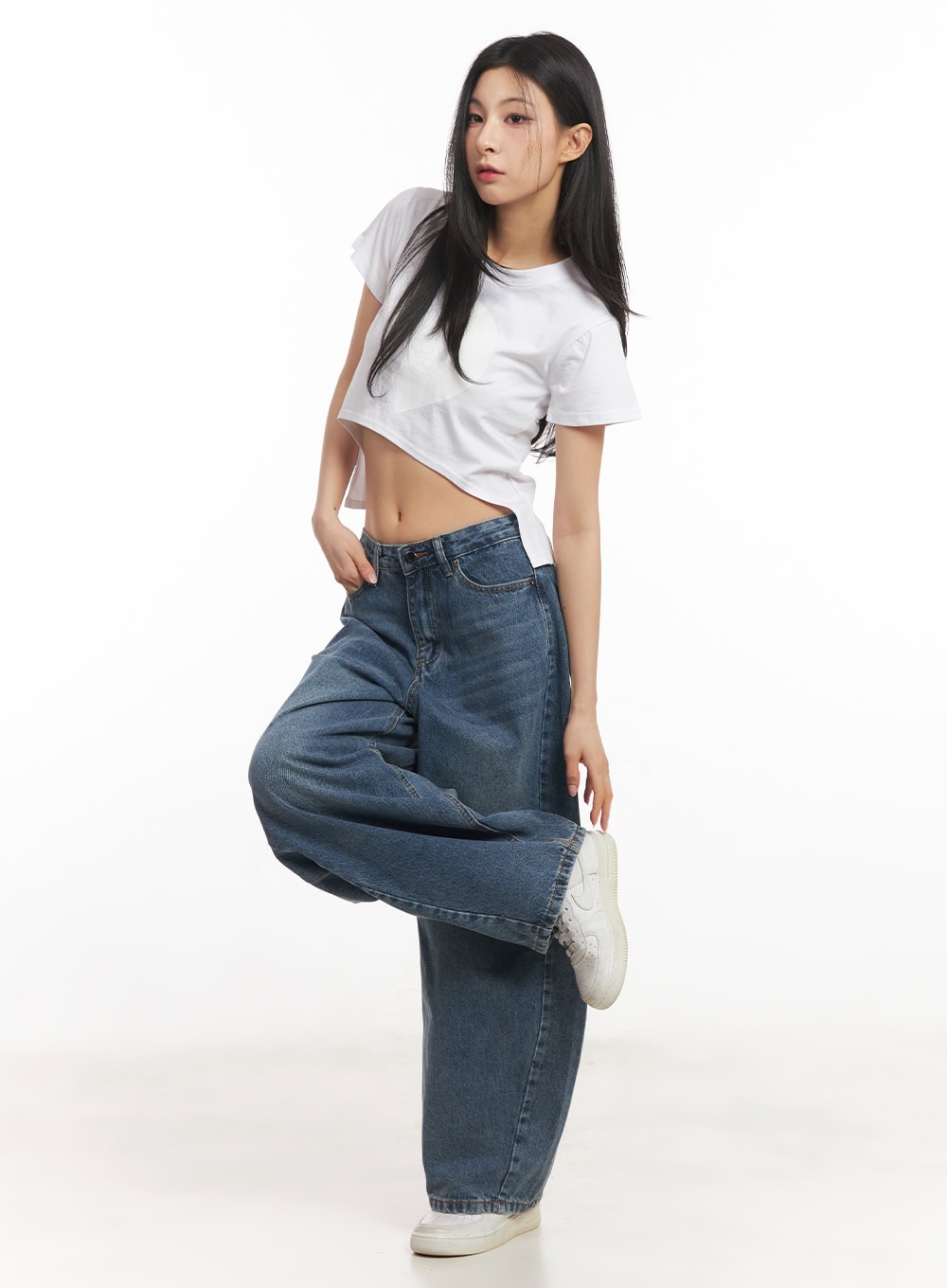 Helley Stitched Baggy Jeans CA503