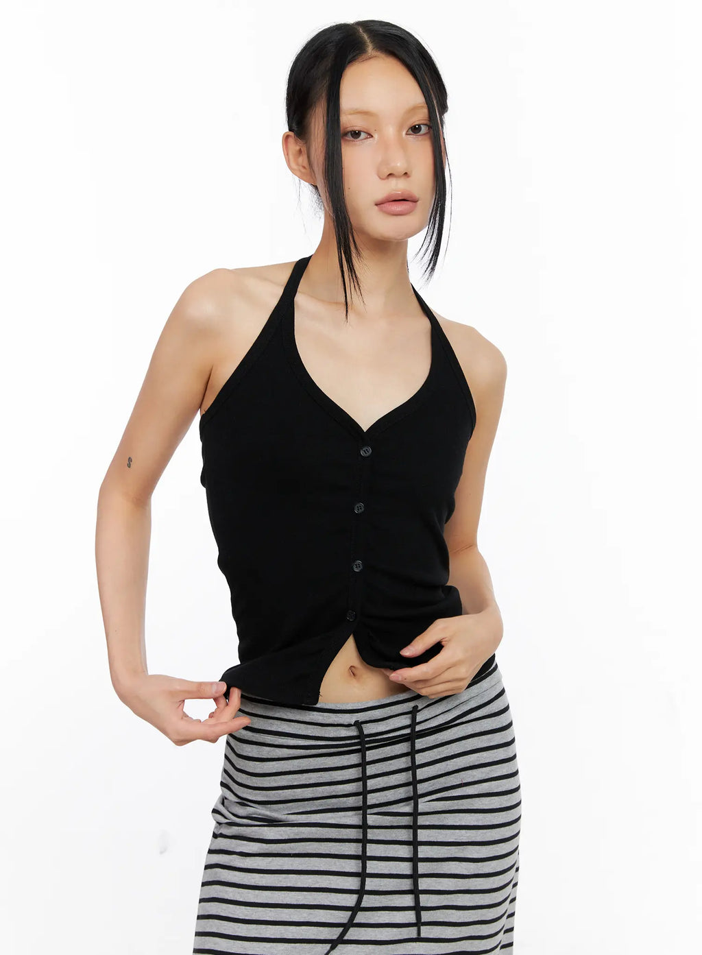Buttoned Halter Tank CL530