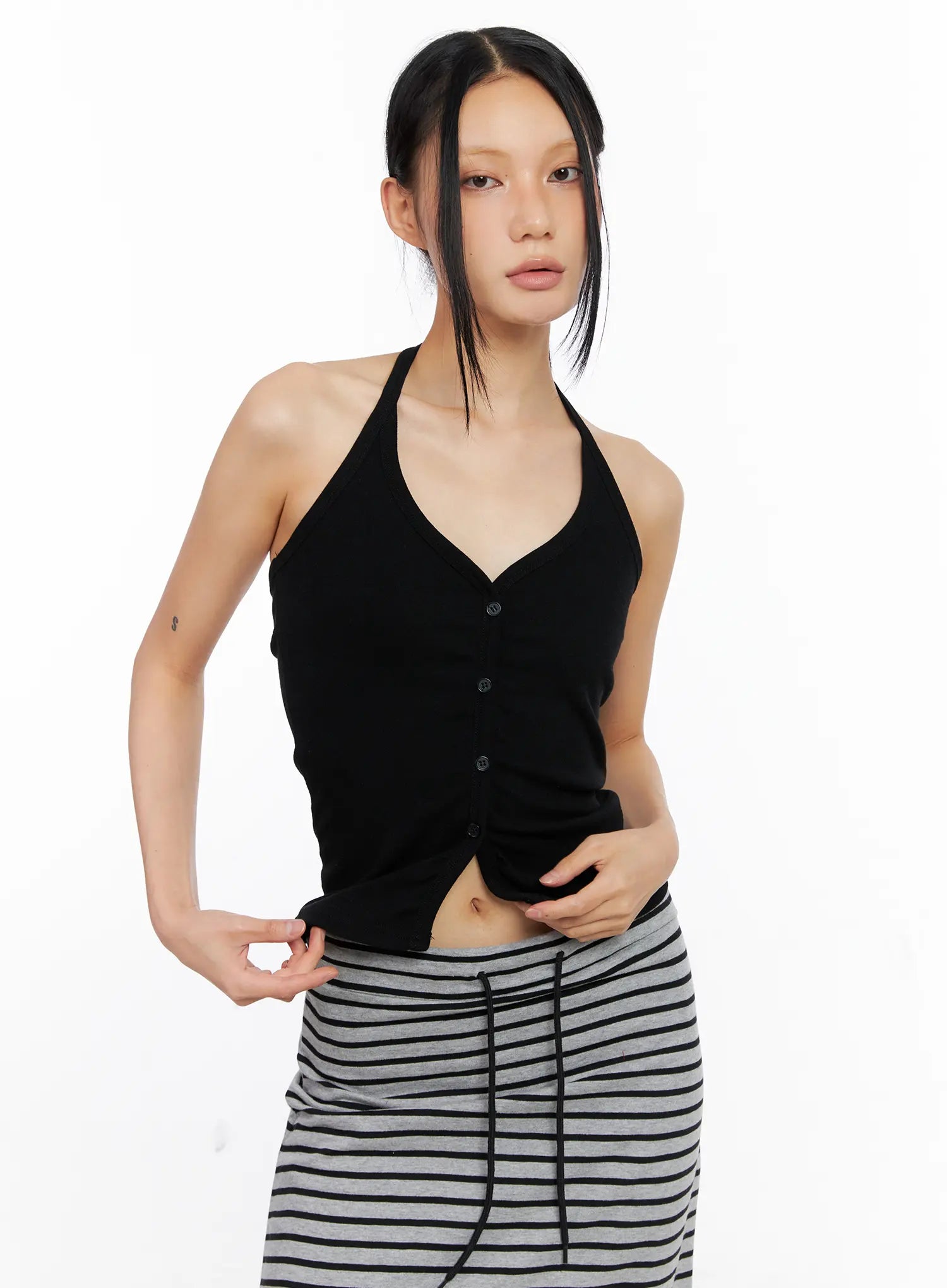 Buttoned Halter Tank CL530
