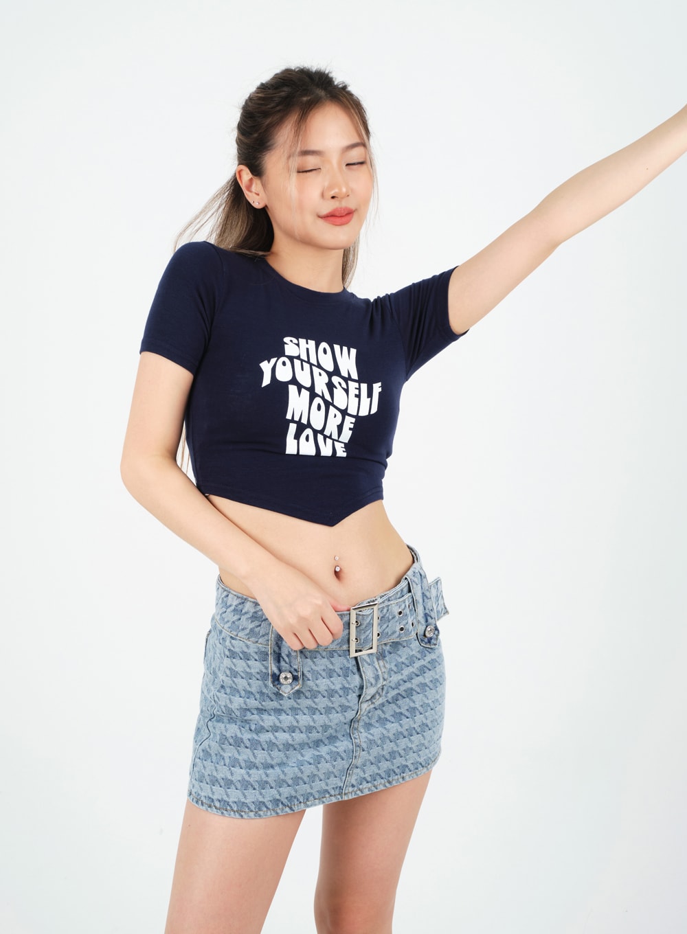 Low-Rise Micro Mini Skirt with Belt Set CM02