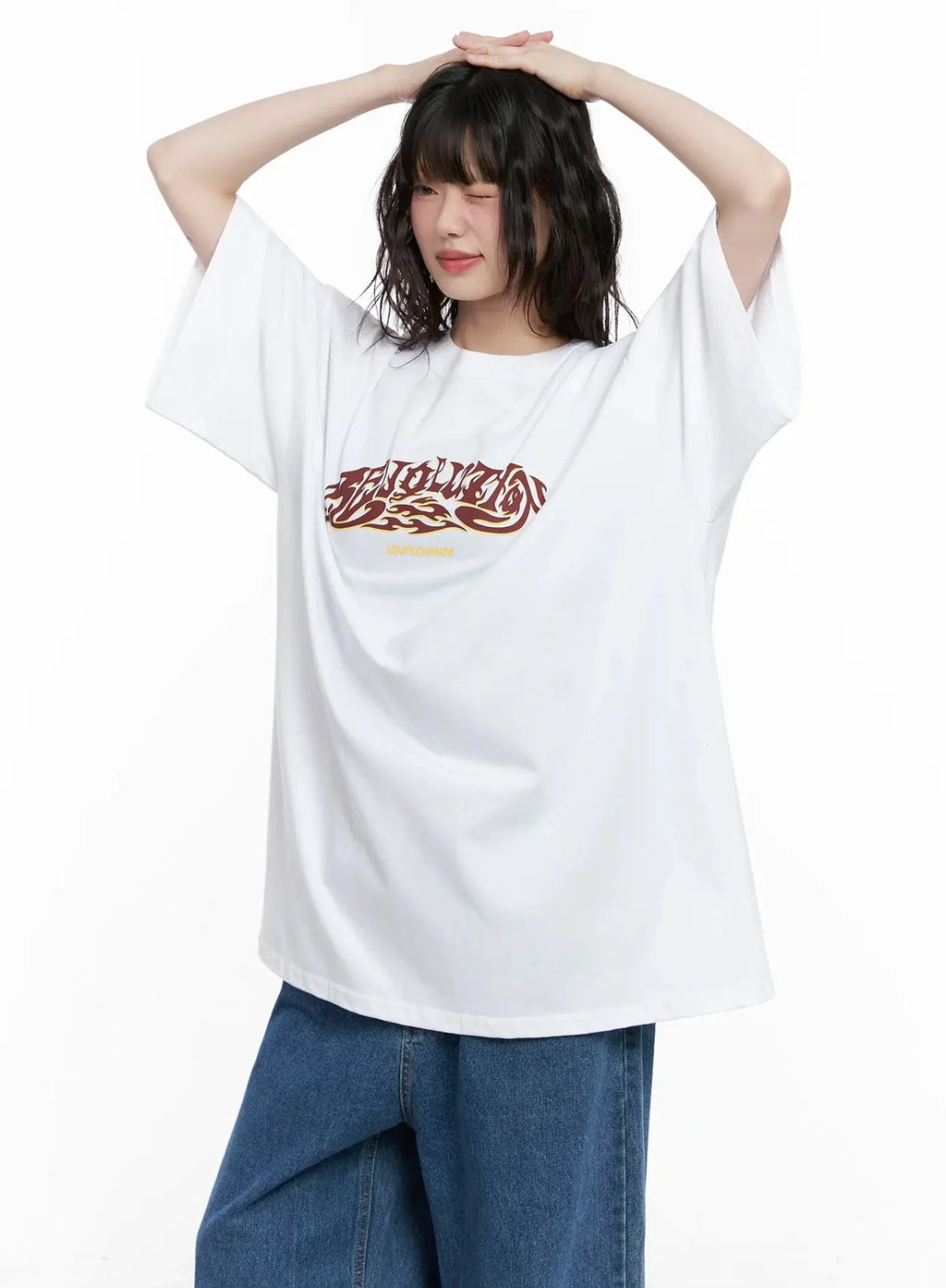 Oversized Statement Graphic T-Shirt IL528