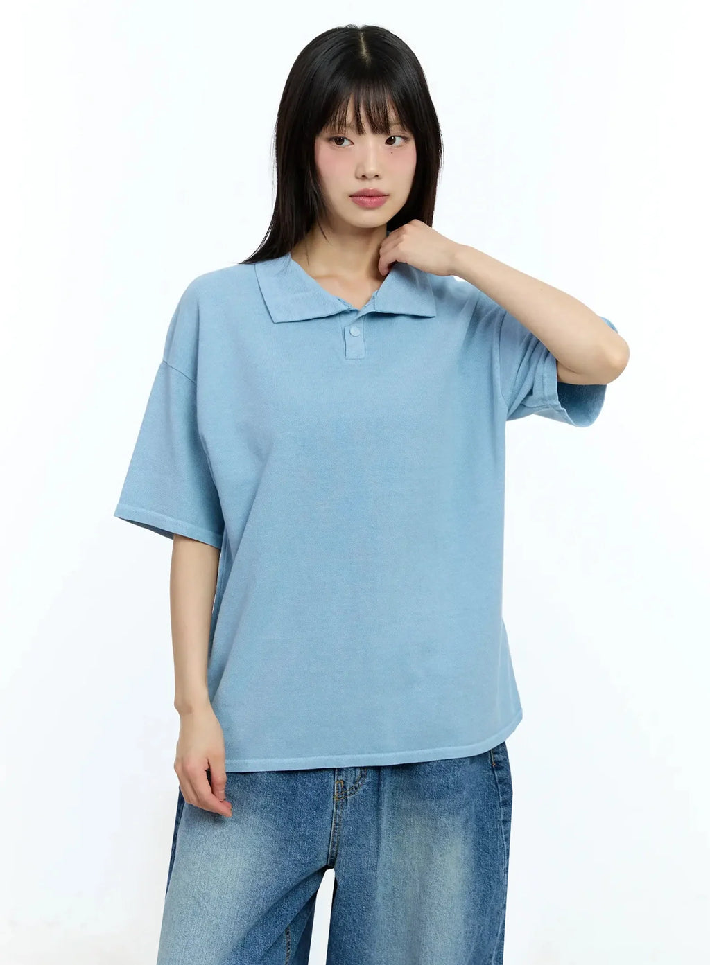 Oversized Short-Sleeve Polo Shirt IU523