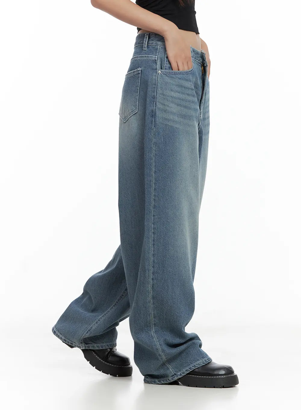 Riwon Retro-Wash Wide Summer Denim Jeans CL508