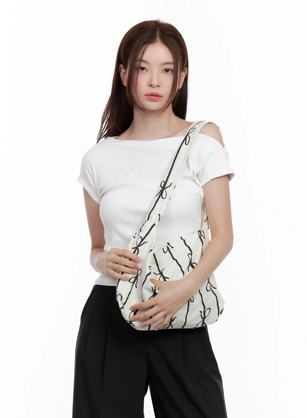Casual Striped Ribbon Shoulder Bag CL502