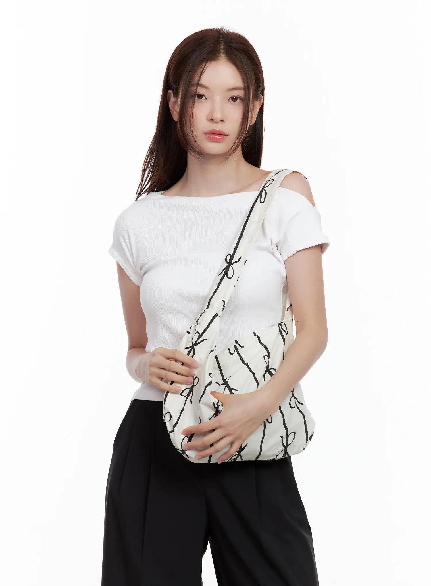Casual Striped Ribbon Shoulder Bag CL502