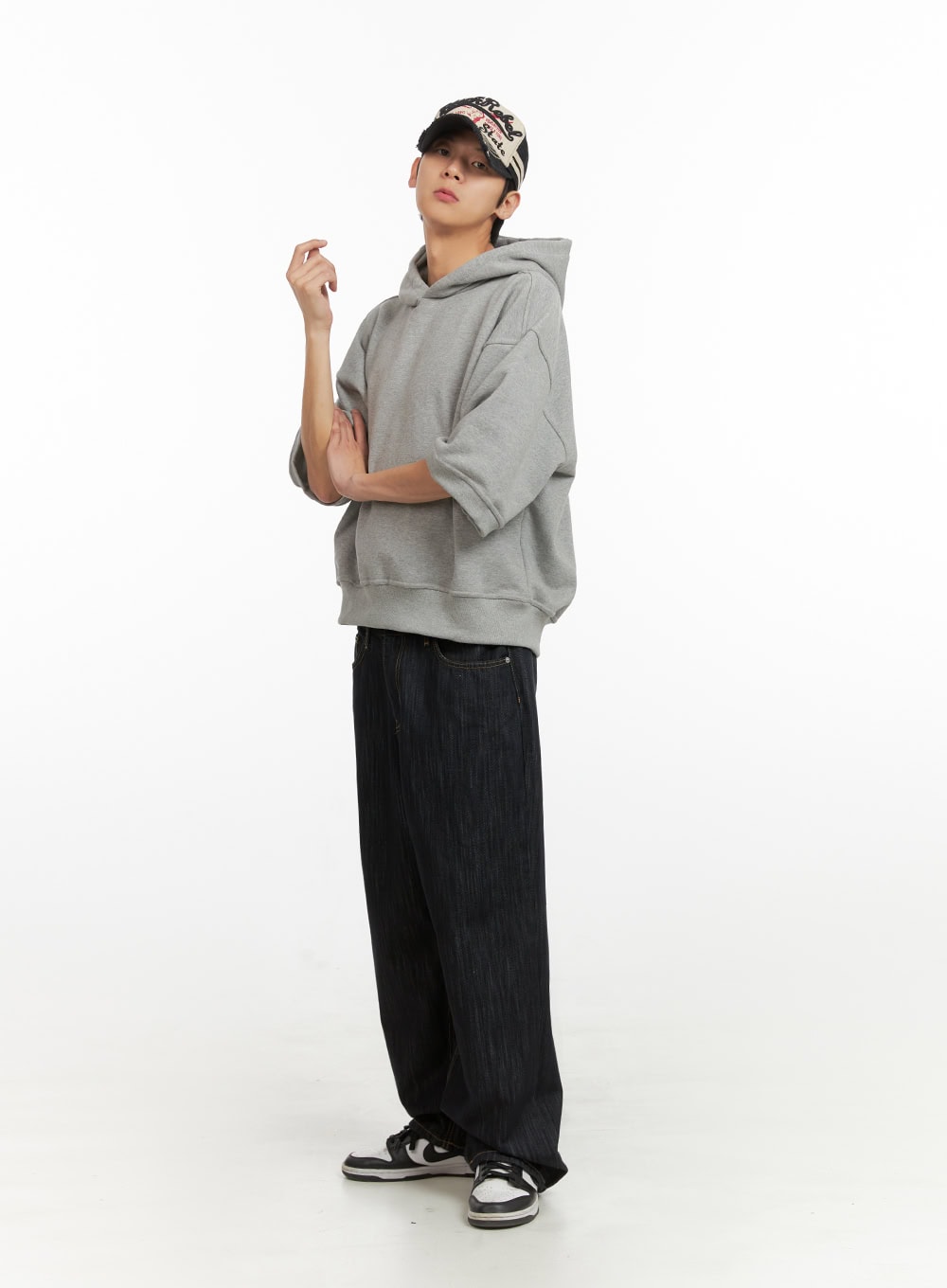 Men's Cozy Boxy Fit Hooded Sweatshirt (Gray) IU405