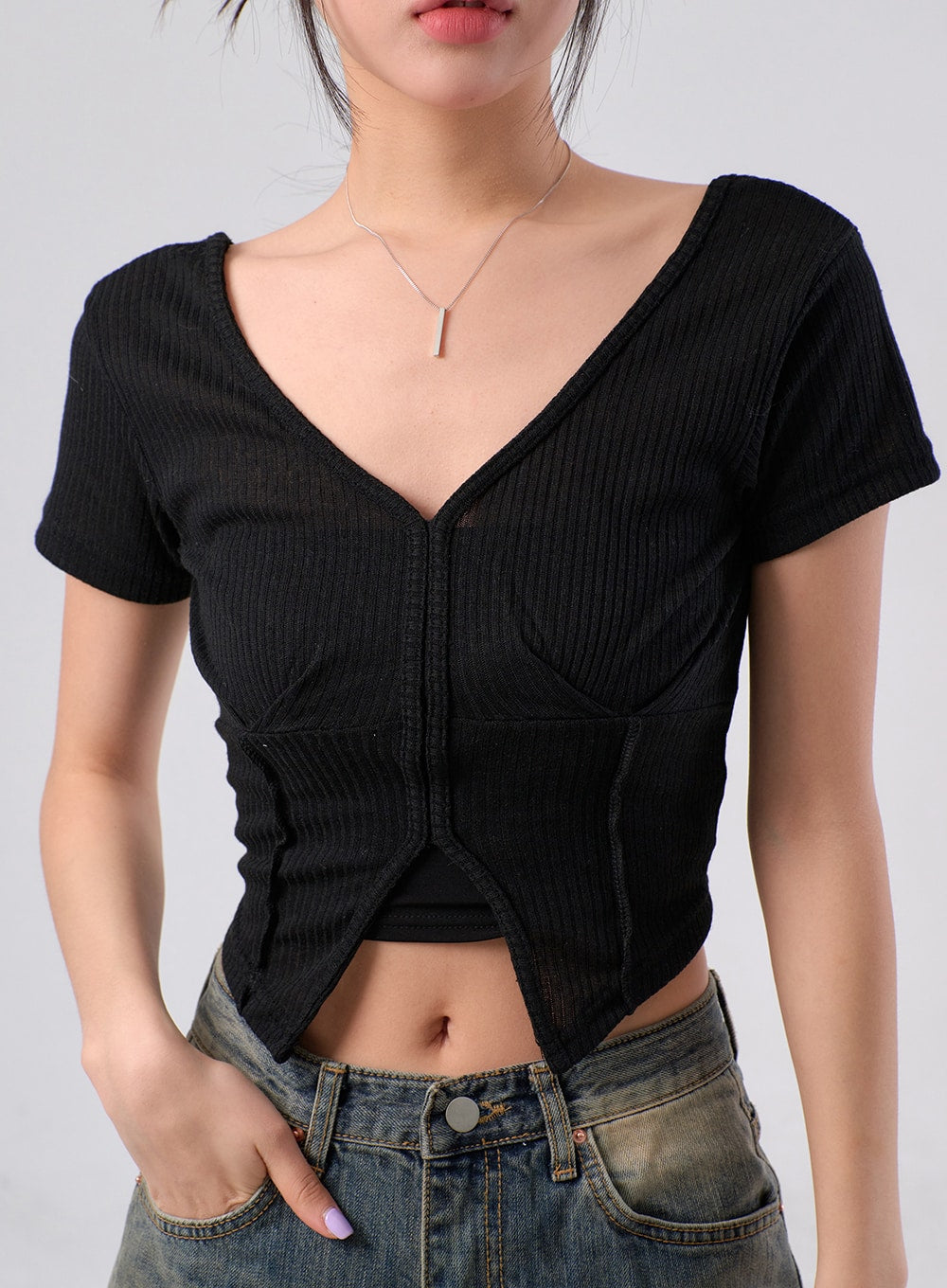 Mesh V-Neck Top IM329