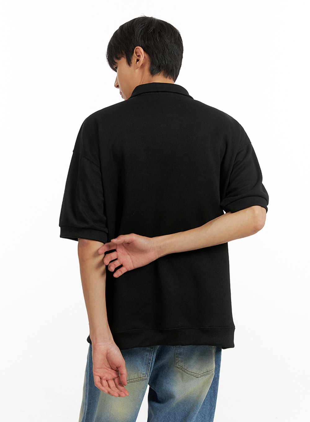 Men's Cotton Polo Top (Black) IU419