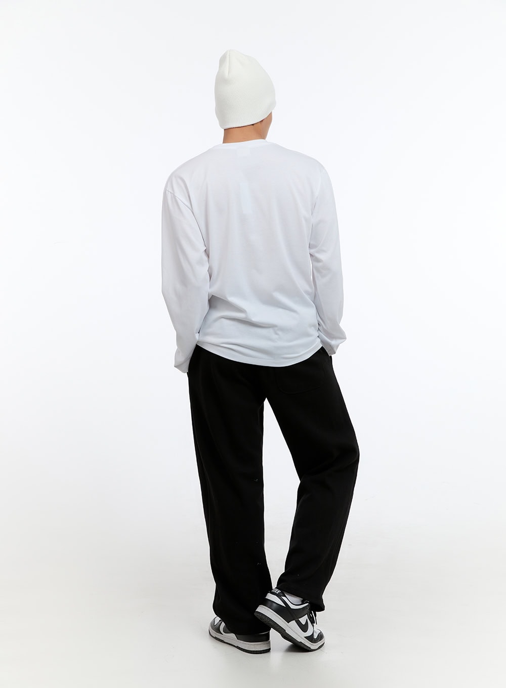 Men's Basic Cotton Long Sleeve T-Shirt (White) IS412