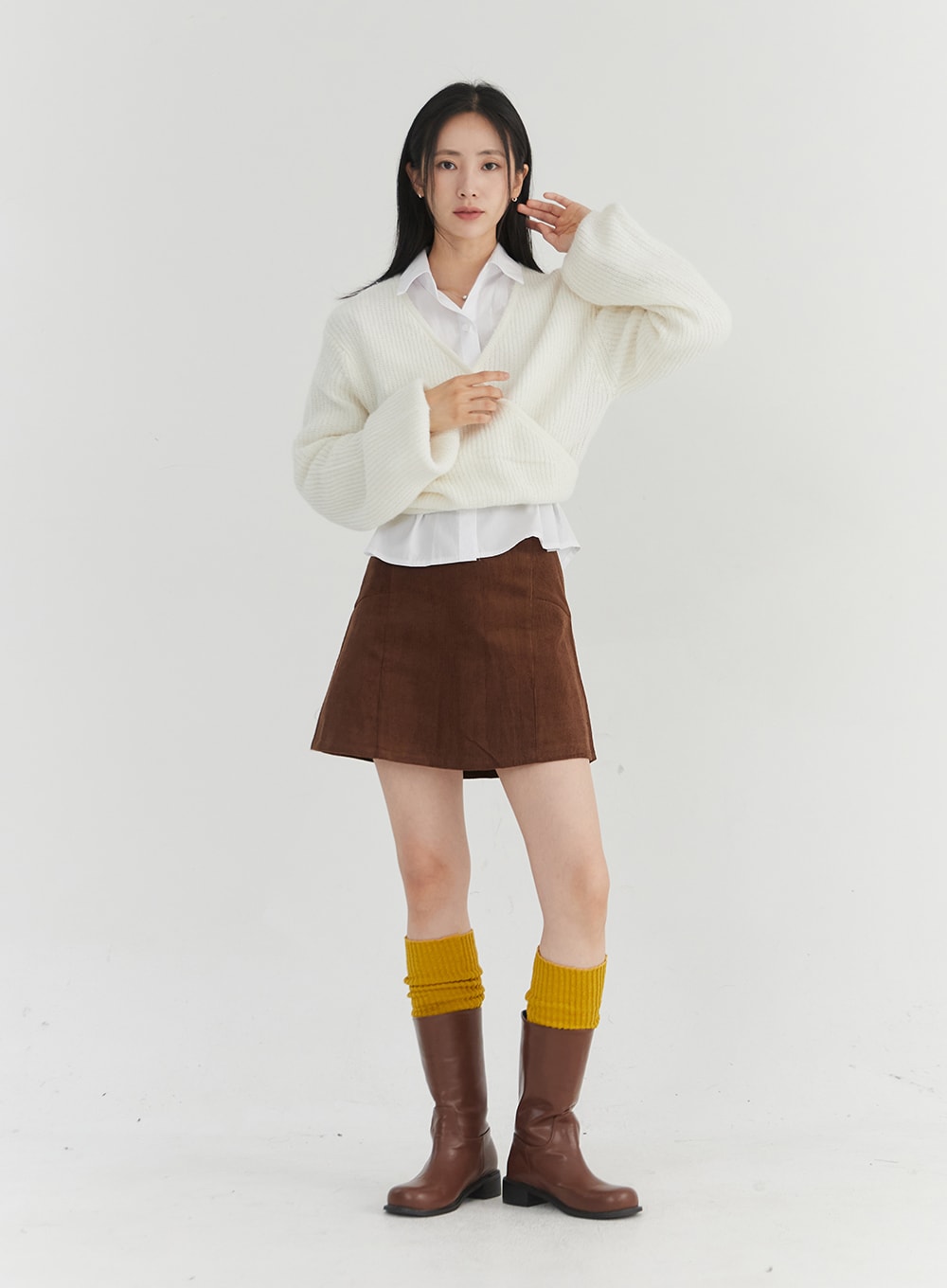 Corduroy Banded Mini Skirt OO331
