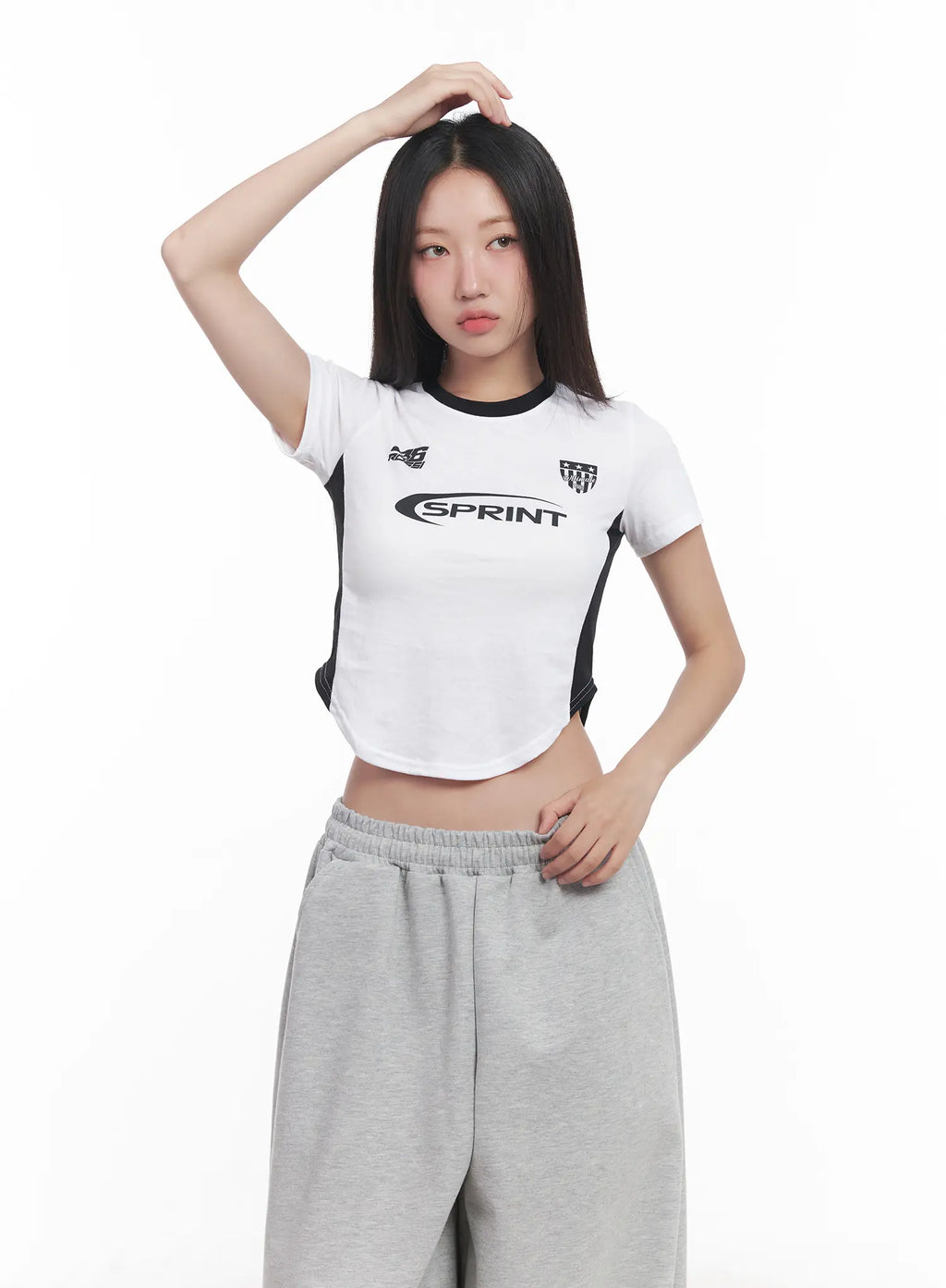 Two-Tone Graphic Crop Top CU517