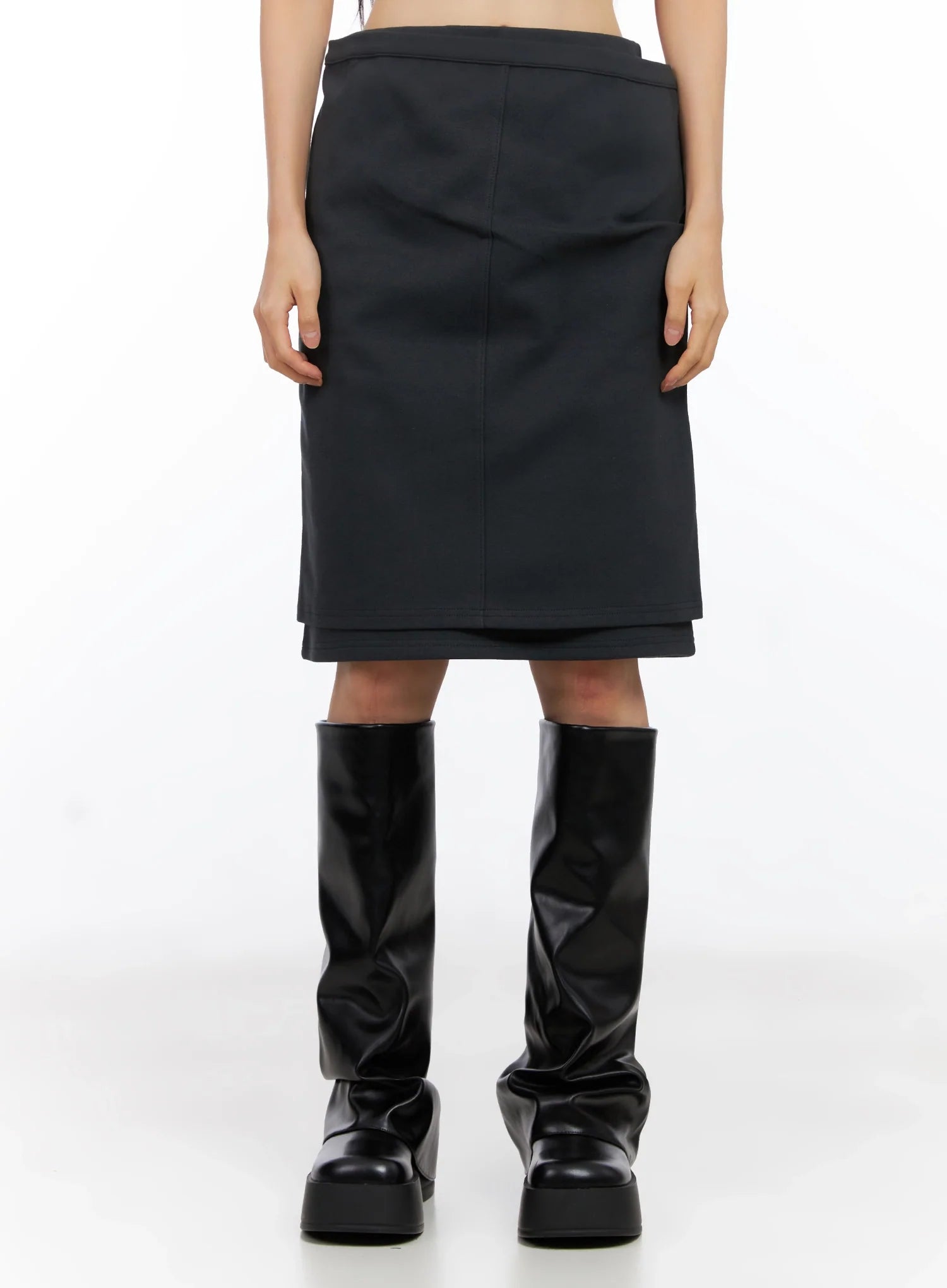 Versatile Double-Layered Midi Skirt CO517