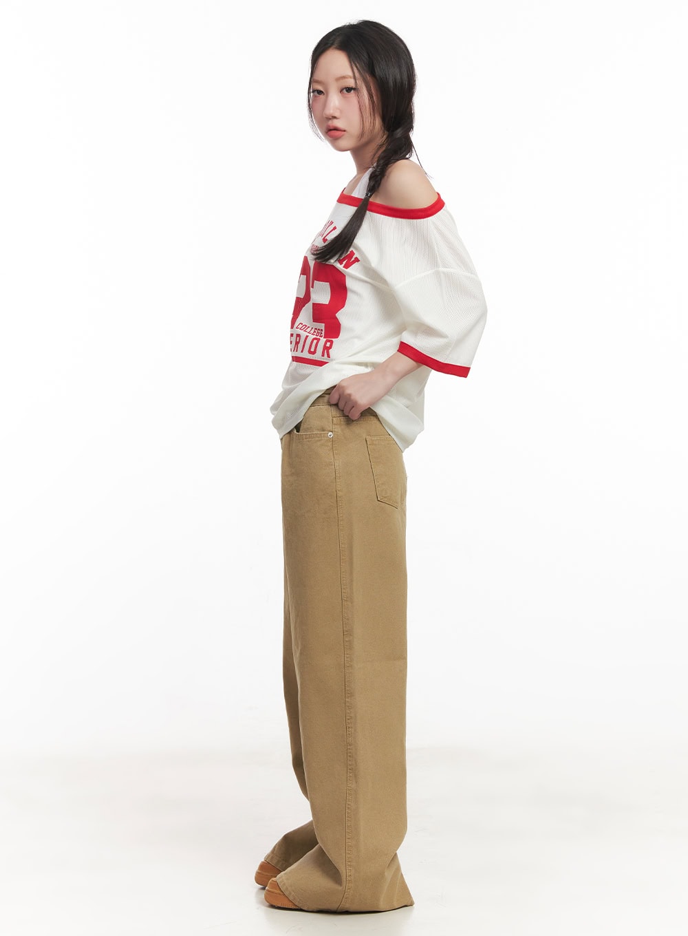 Sporty Mesh Off-Shoulder Top CA530