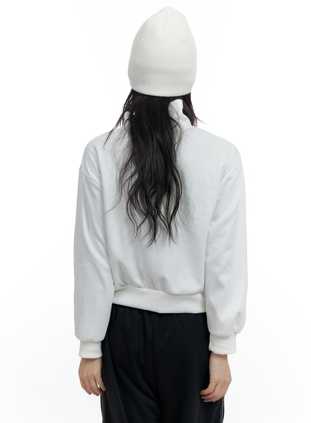 Zip-Up Cotton Lettered Sweatshirt CS420