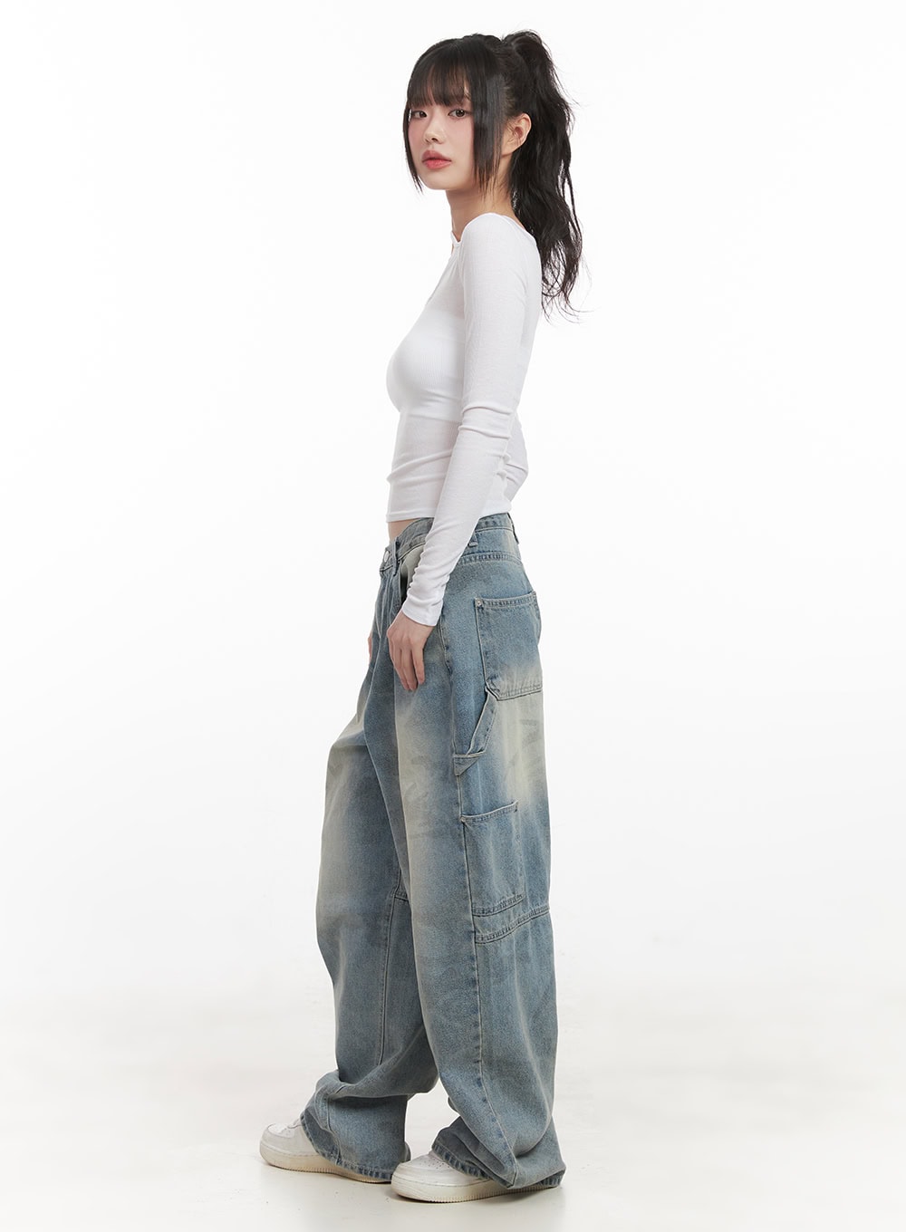 Abigail Camo-Print Carpenter Baggy Jeans CJ528