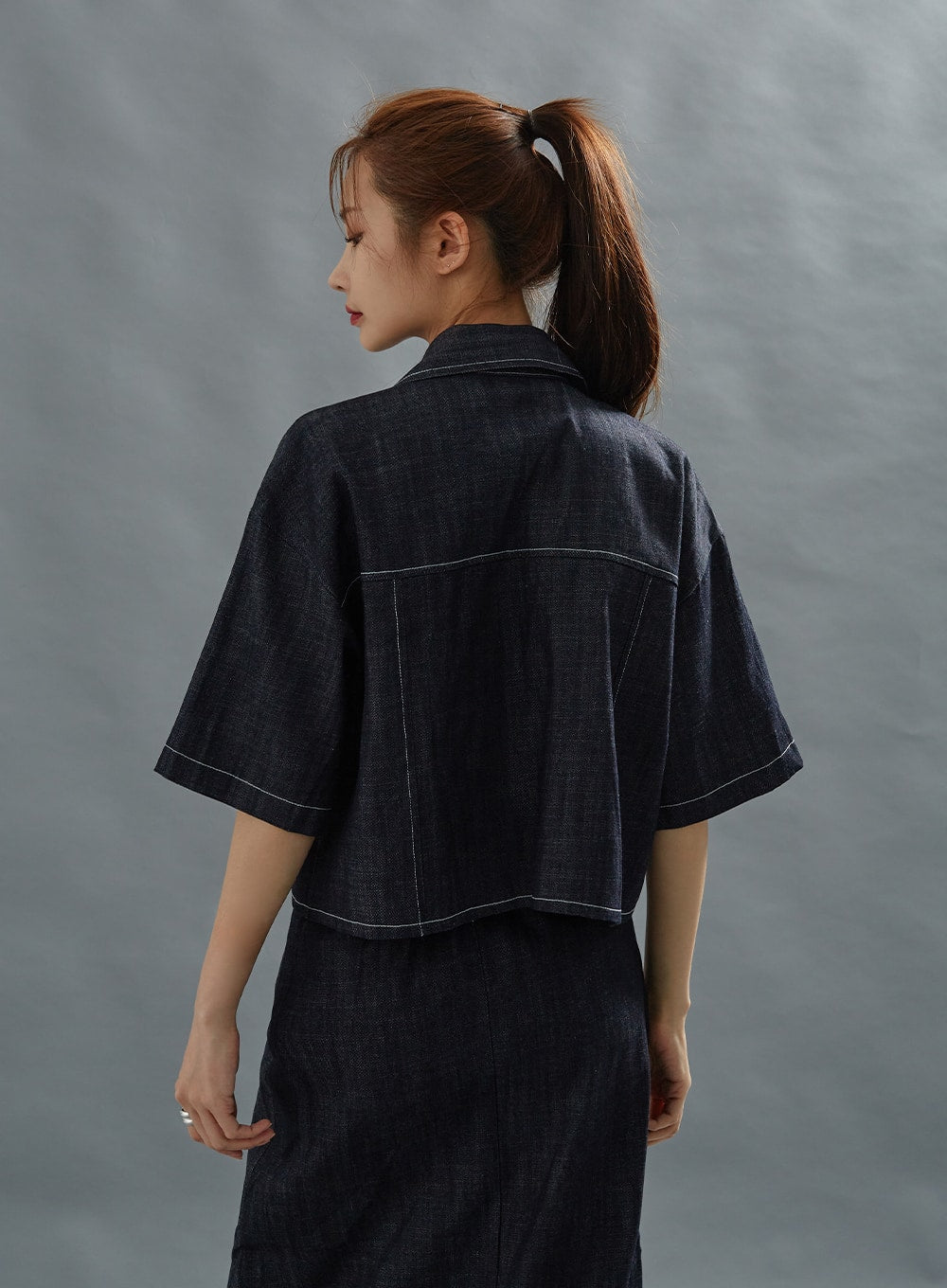 Stich Crop Short Sleeve Shirt CG01