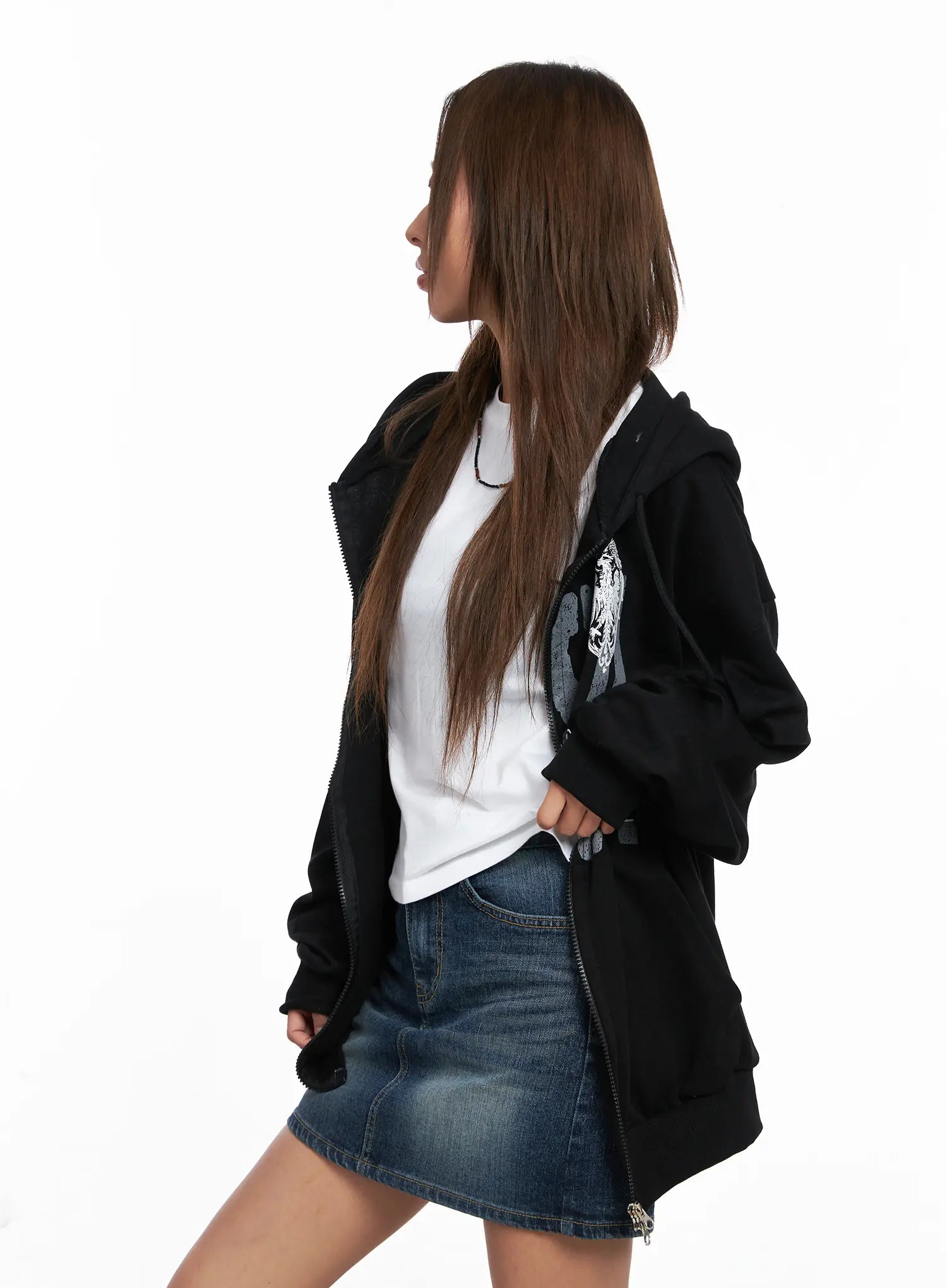 Oversized Graphic Zip-Up Hoodie CO513