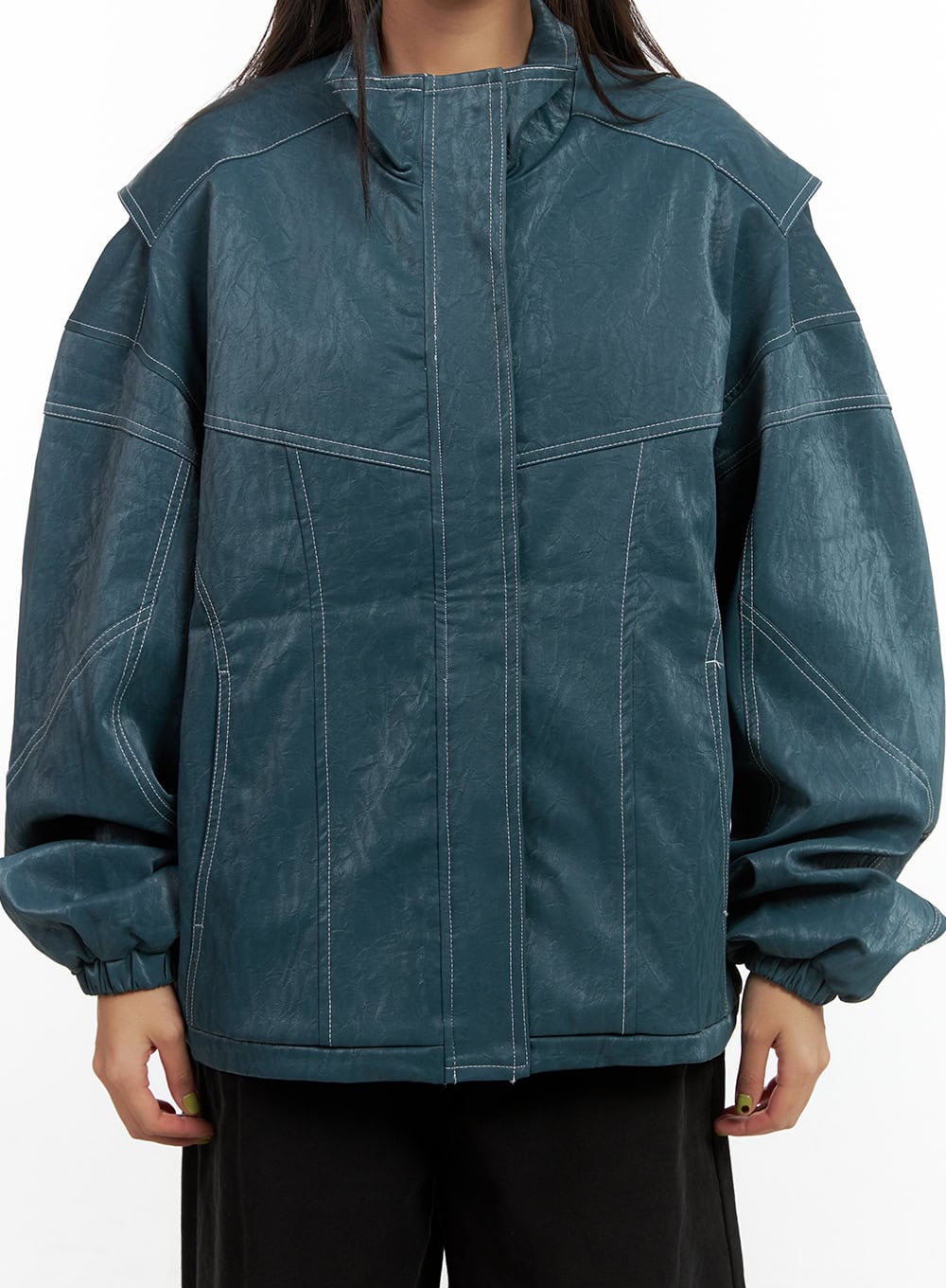 Washed Faux Leather Jacket CO424