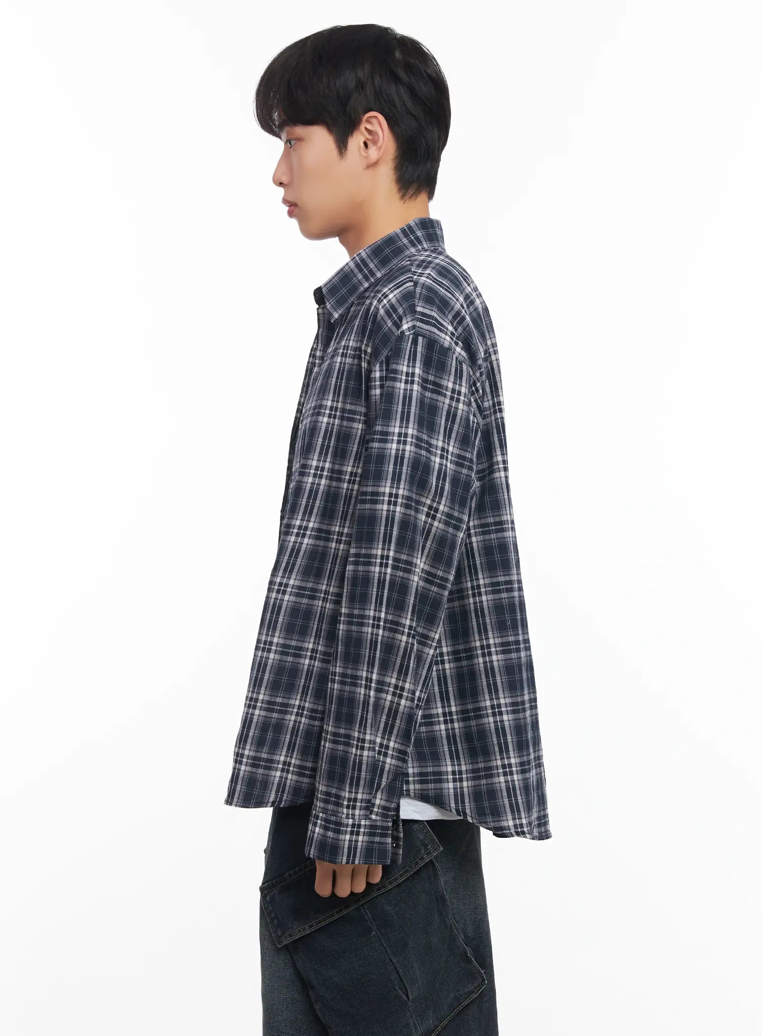 Men's Loose-Fit Flannel Shirt IU519