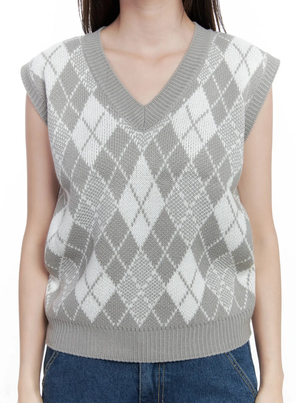 Argyle Pattern V-Neck Vest CO506