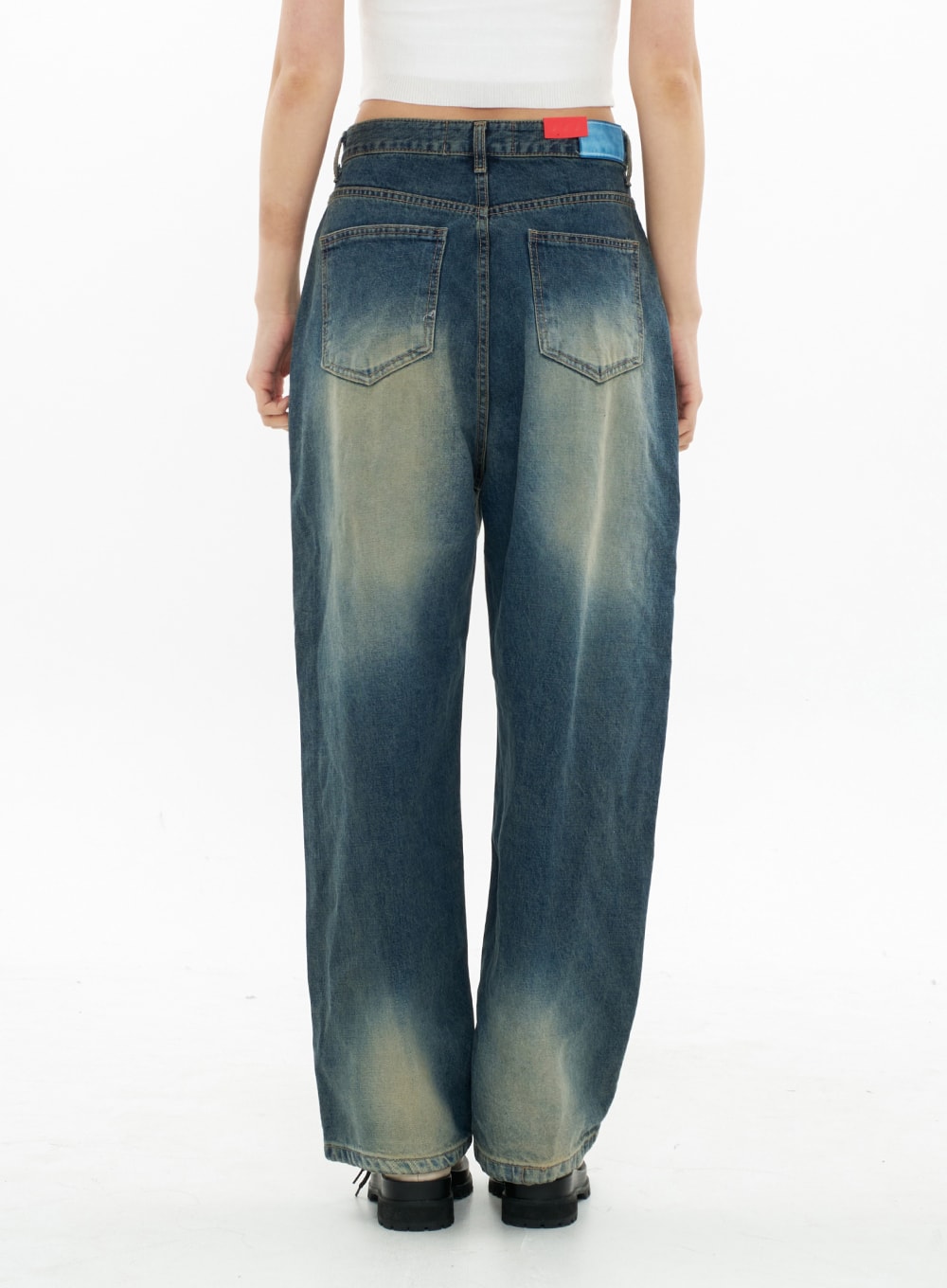 Bleached Wide Leg Denim Pants CA07