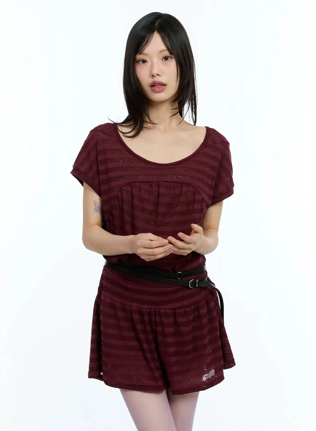Striped Relaxed-Fit Mini Dress IU524