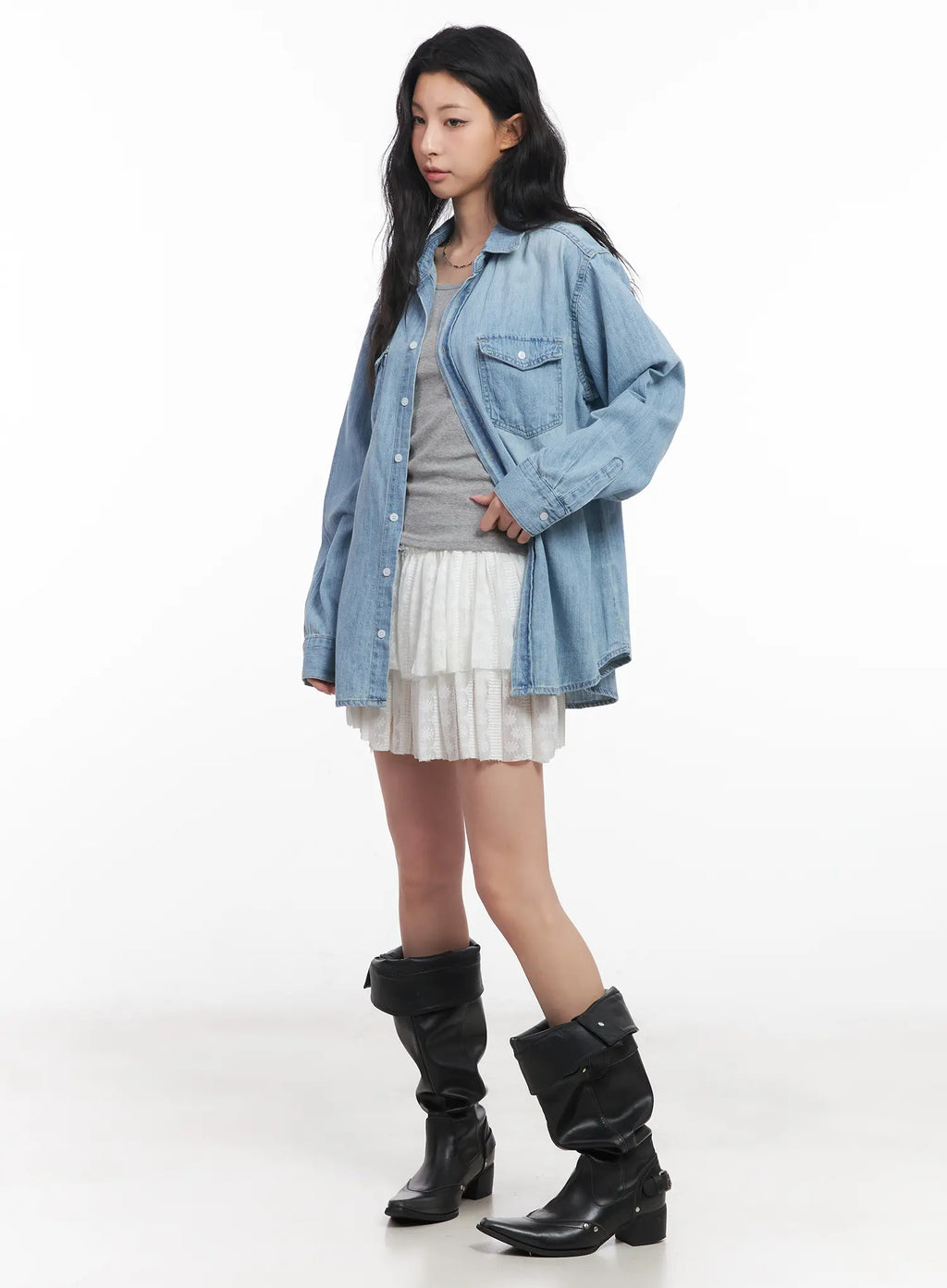 Loose-Fit Denim Collared Shirt CU510