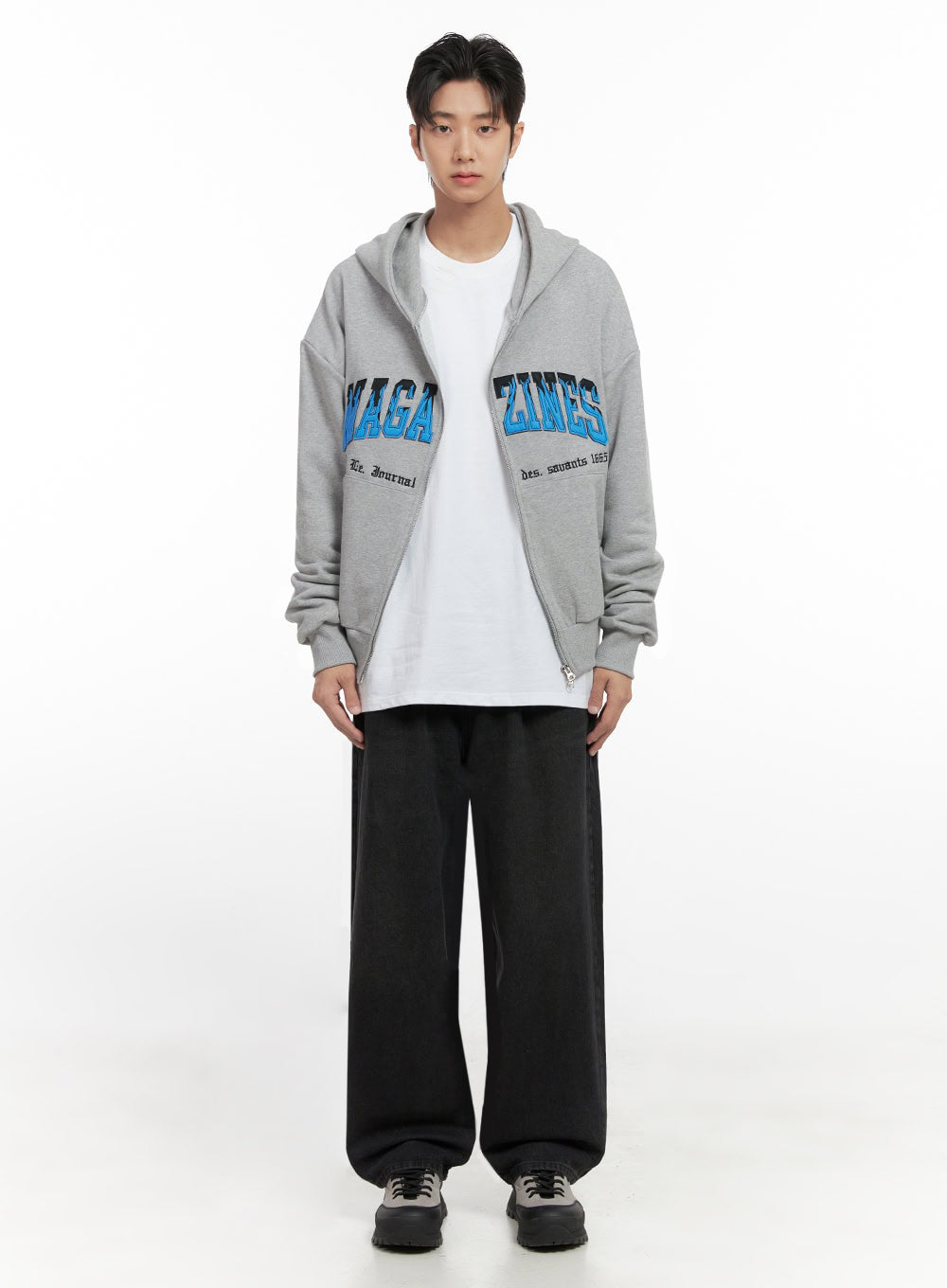 Men's Embroidered Double Zip Hoodie ID406