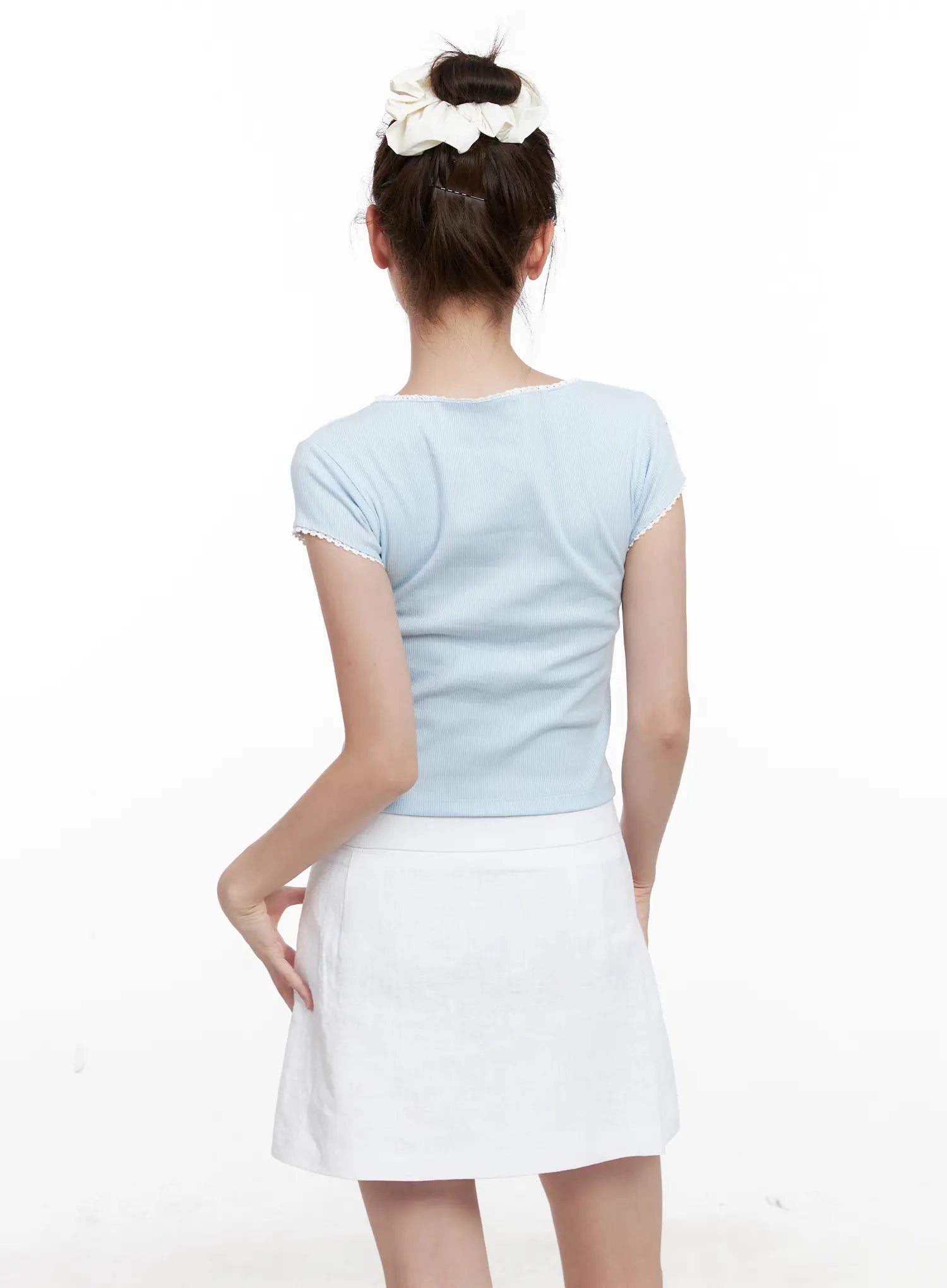 Ribbed Lace Baby Tee CL524