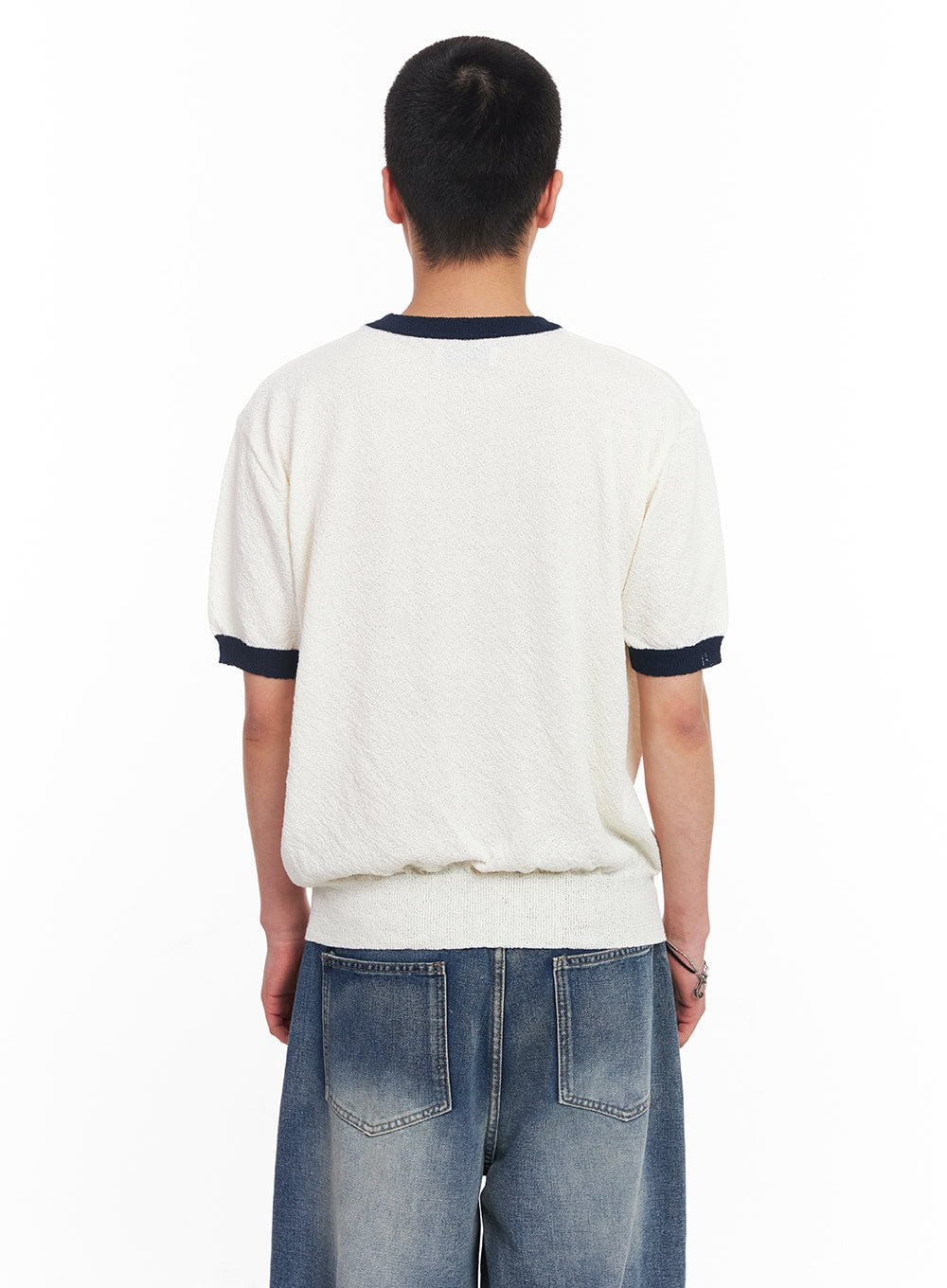 Men's Contrast Knit T-Shirt IU503