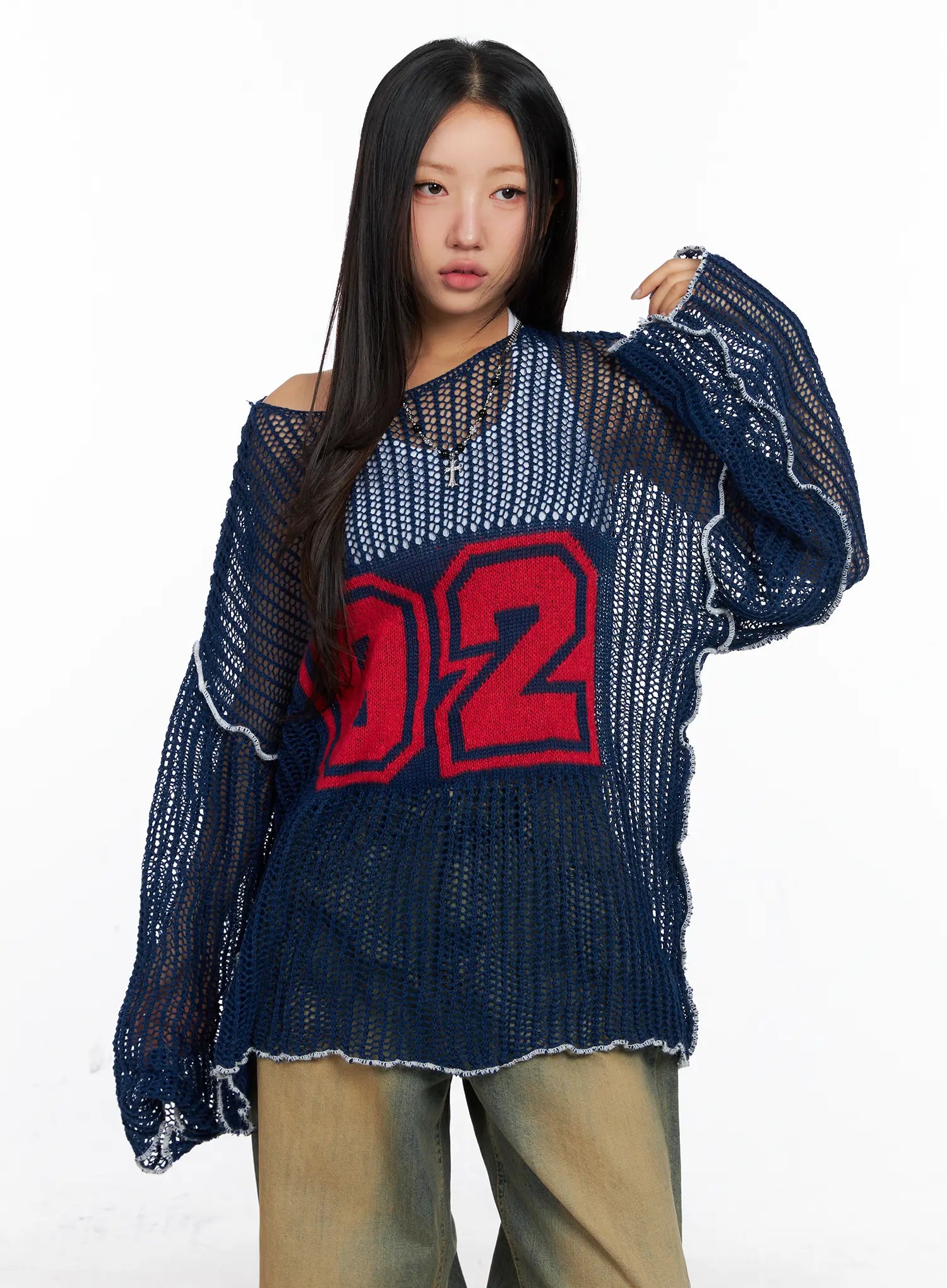 Mesh Knit Loose Fit Sweater CO515