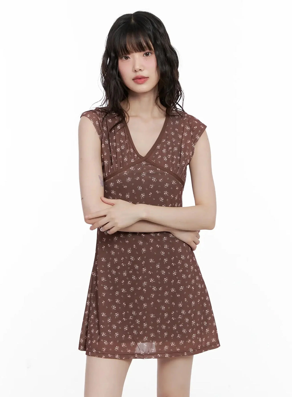 V-Neck Floral Print A-Line Dress IL531