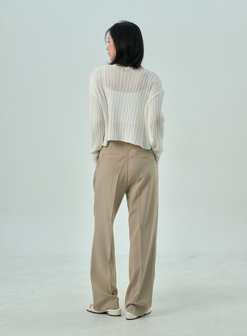 Ribbed Knit Mesh Cardigan OY310